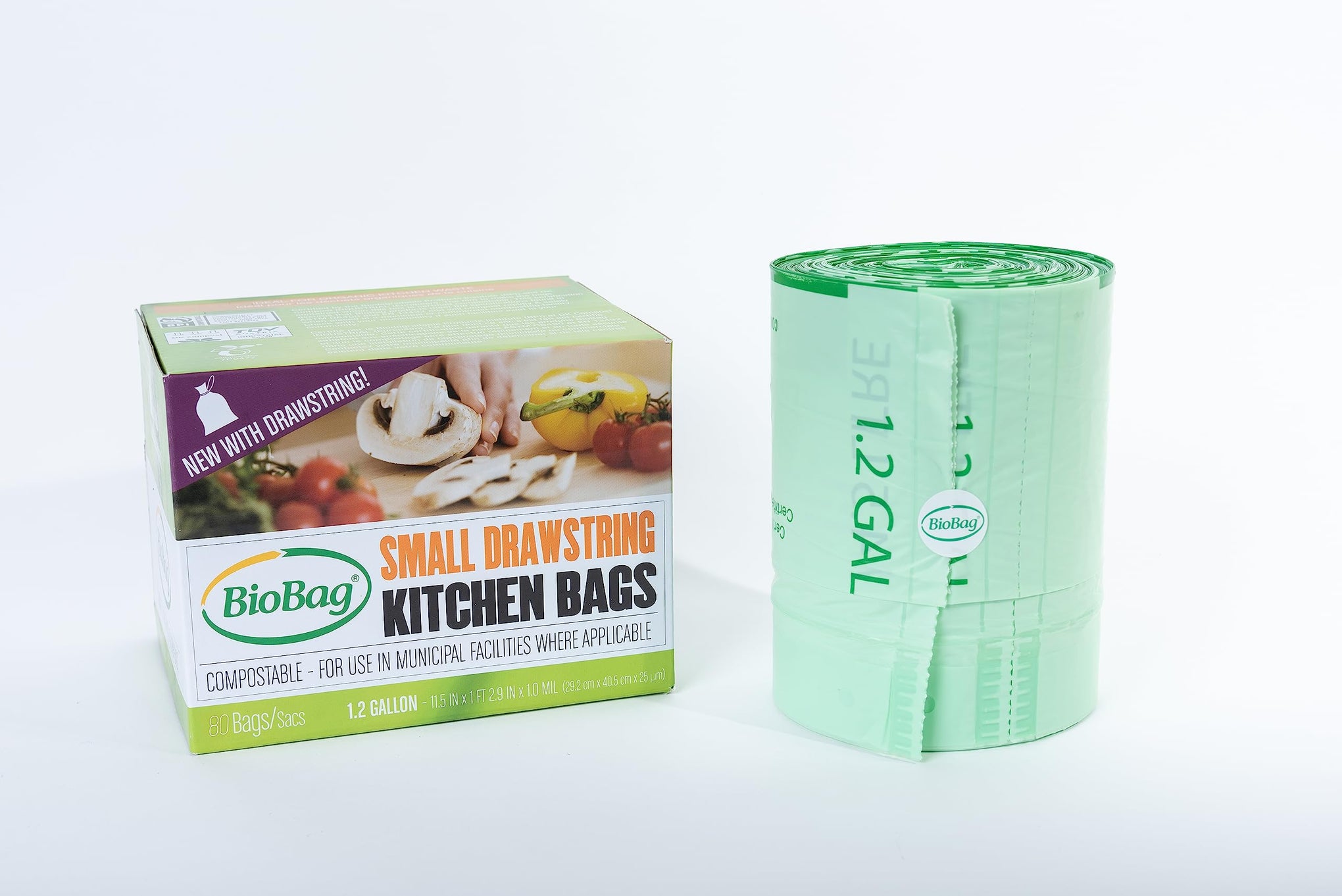 1.2 Gallon Compostable Drawstring Food Scrap Bags by BioBag (80 Count)