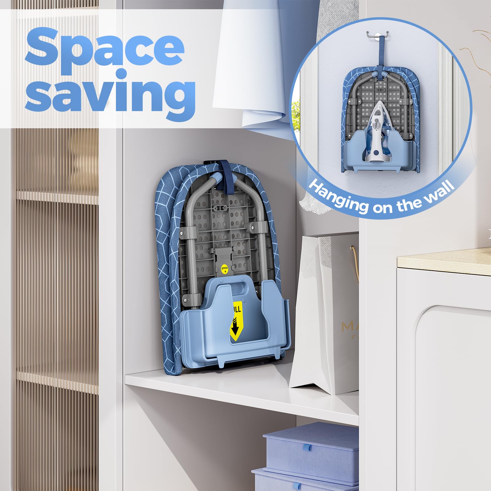 Small Ironing Board with Iron Holder Compact Tabletop Iron Board