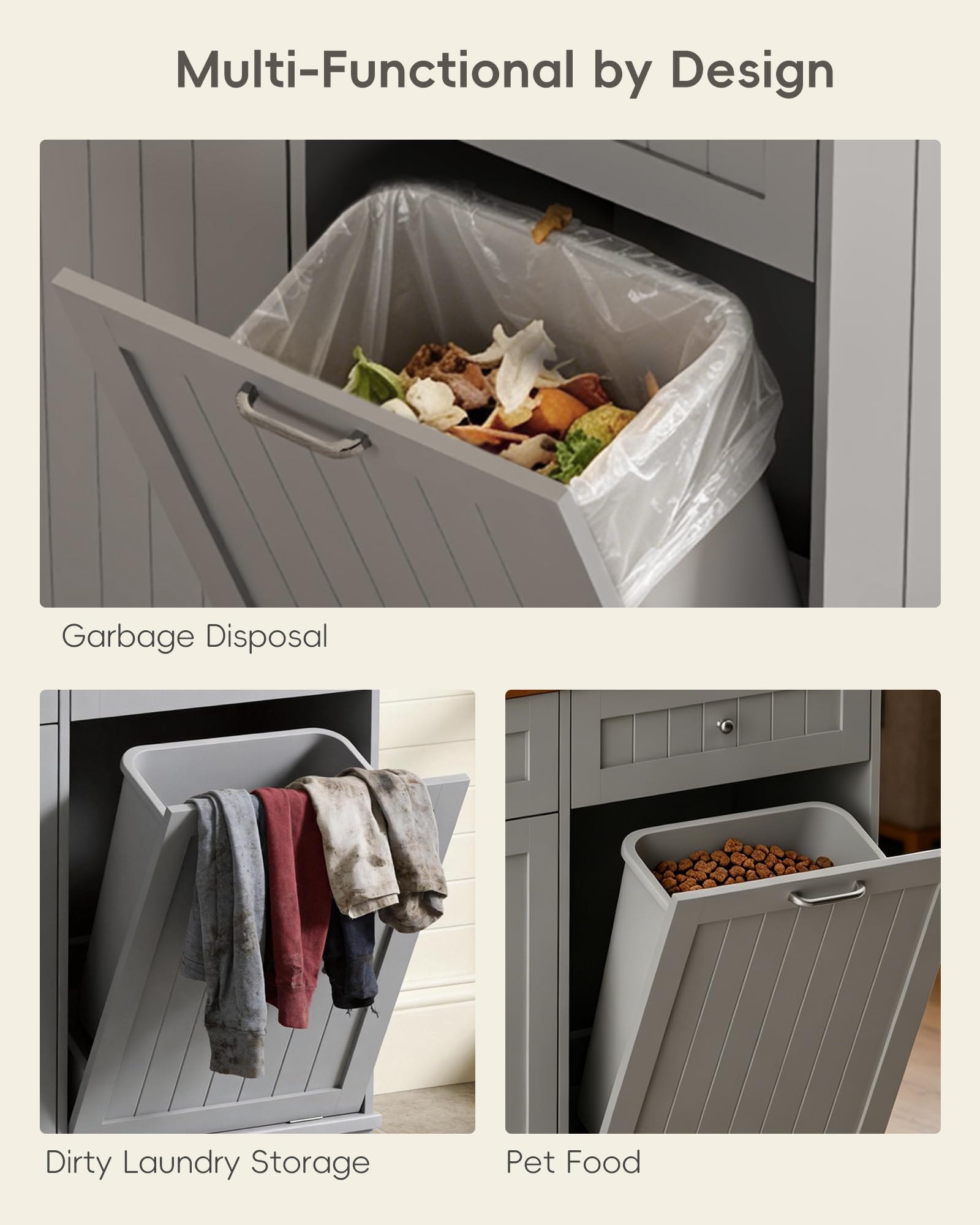 2 x 10 Gallon Tilt Out Trash Cabinet with 2 Big Storage Drawer