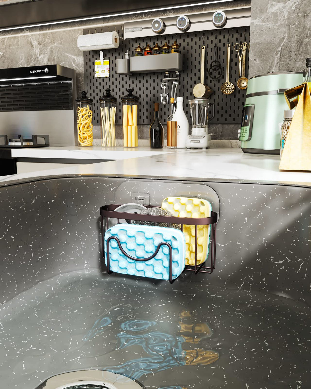 Multifunctional Sponge Holder for Kitchen Sink with Unique M