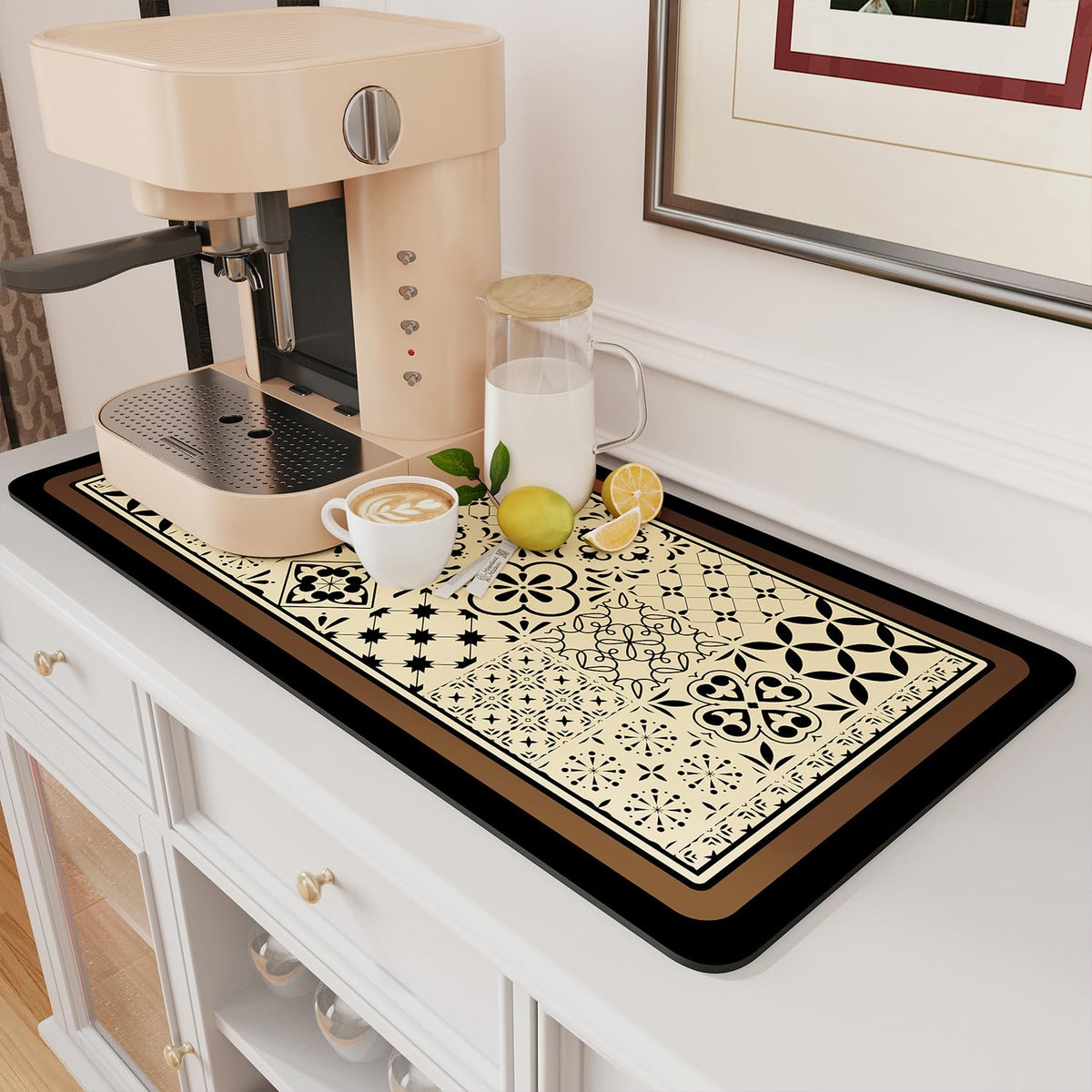 Coffee Mat Hide Stain Rubber Backed Absorbent Dish Drying Mat for Kitchen Counter