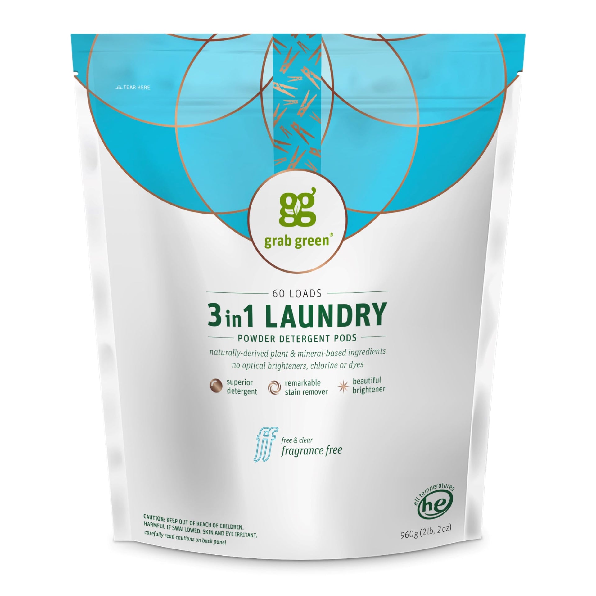 3-in-1 Detergent Laundry Pods, 60 Loads, Unscented (60 Count)
