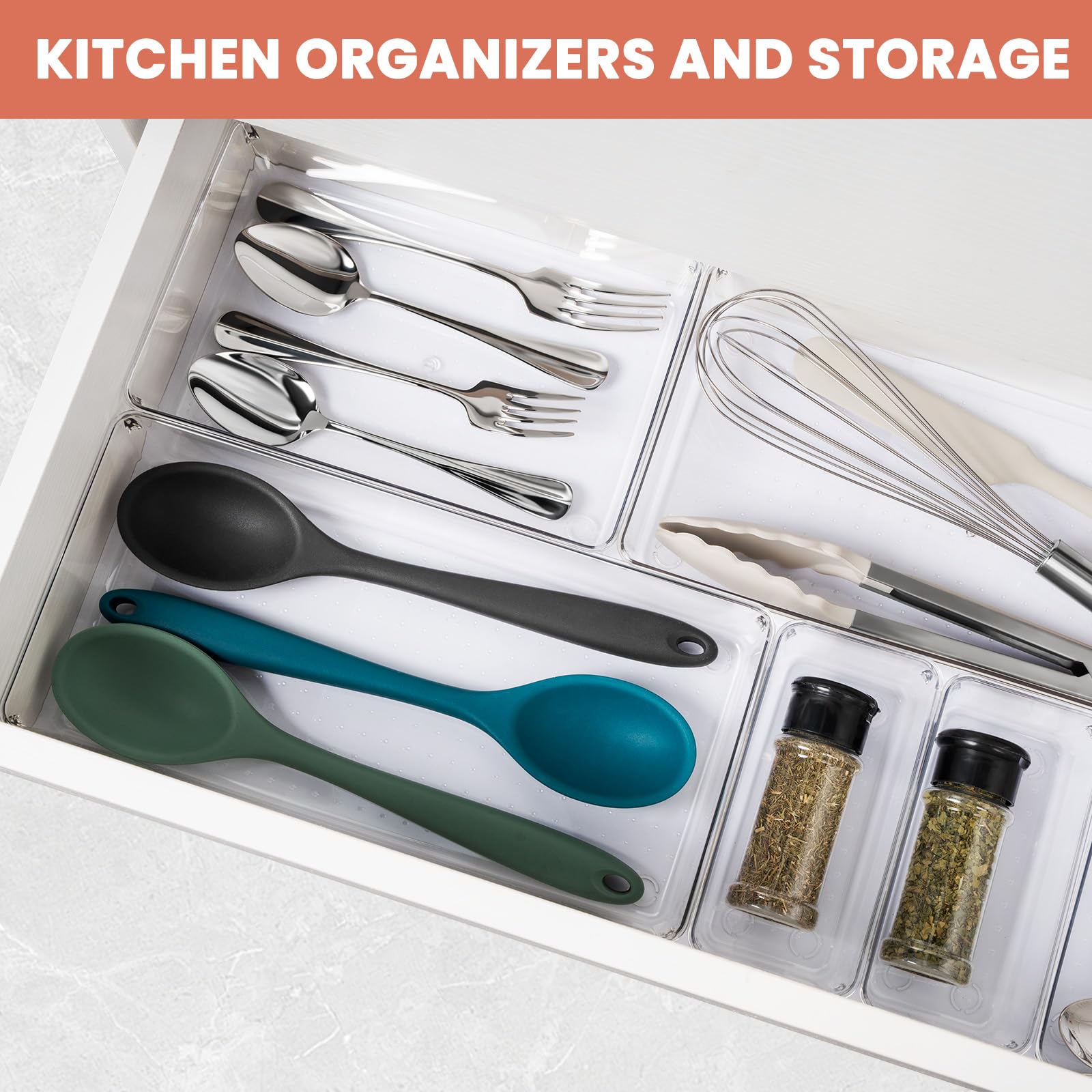 Large Clear Plastic Drawer Organizer 28 Pack (28 Count)