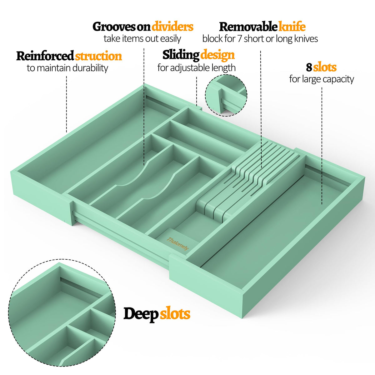 Bamboo Silverware Drawer Organizer