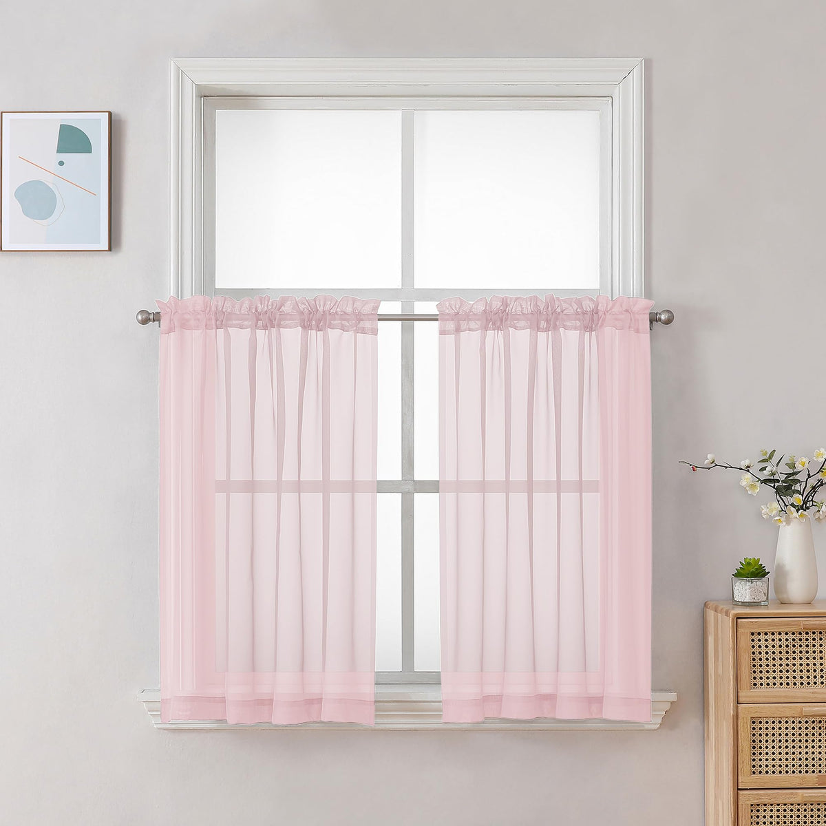 Sheer Curtains 24 Inch Length (2 Count)
