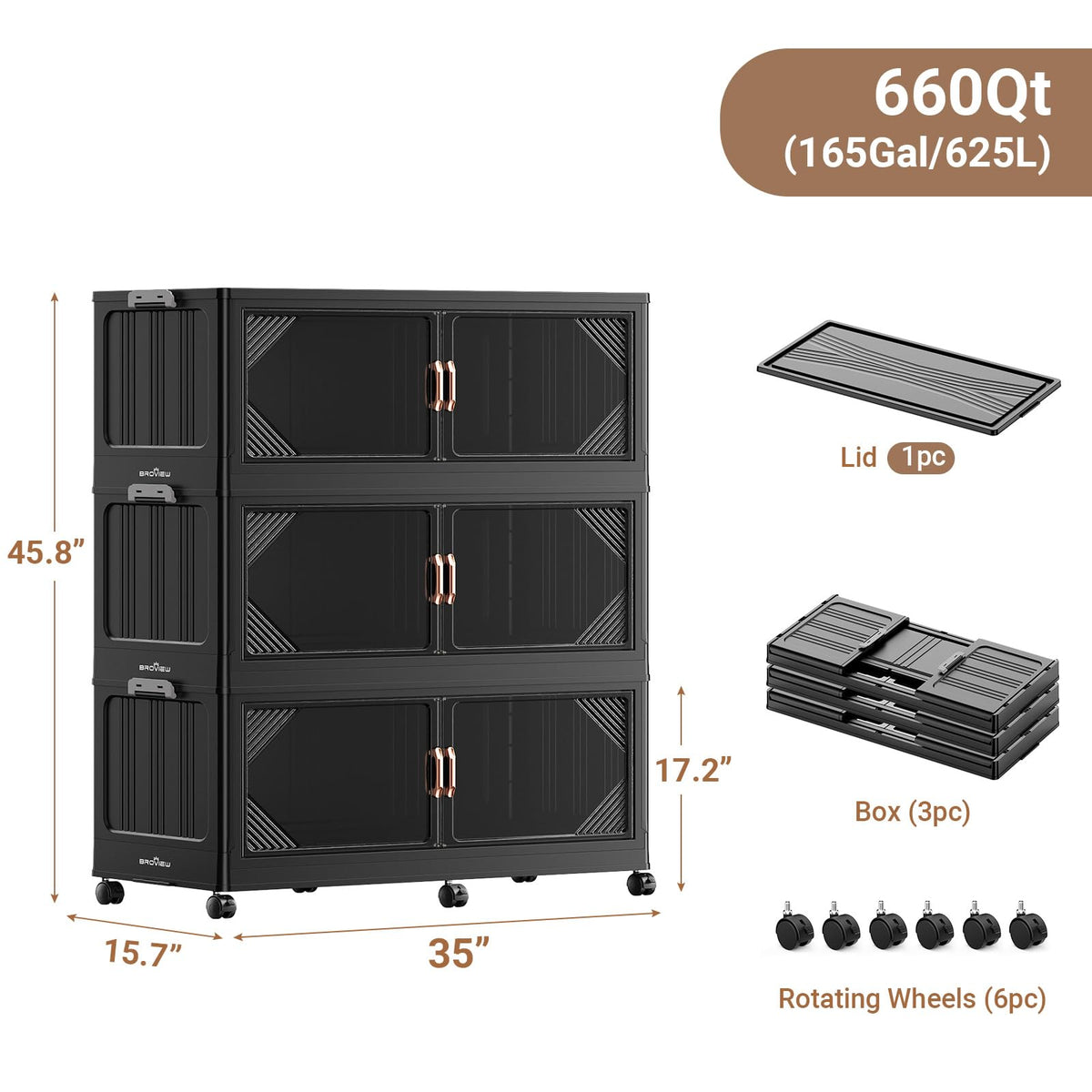V60 660QT Plastic Stackable Storage Bins with Lid (3 Count)