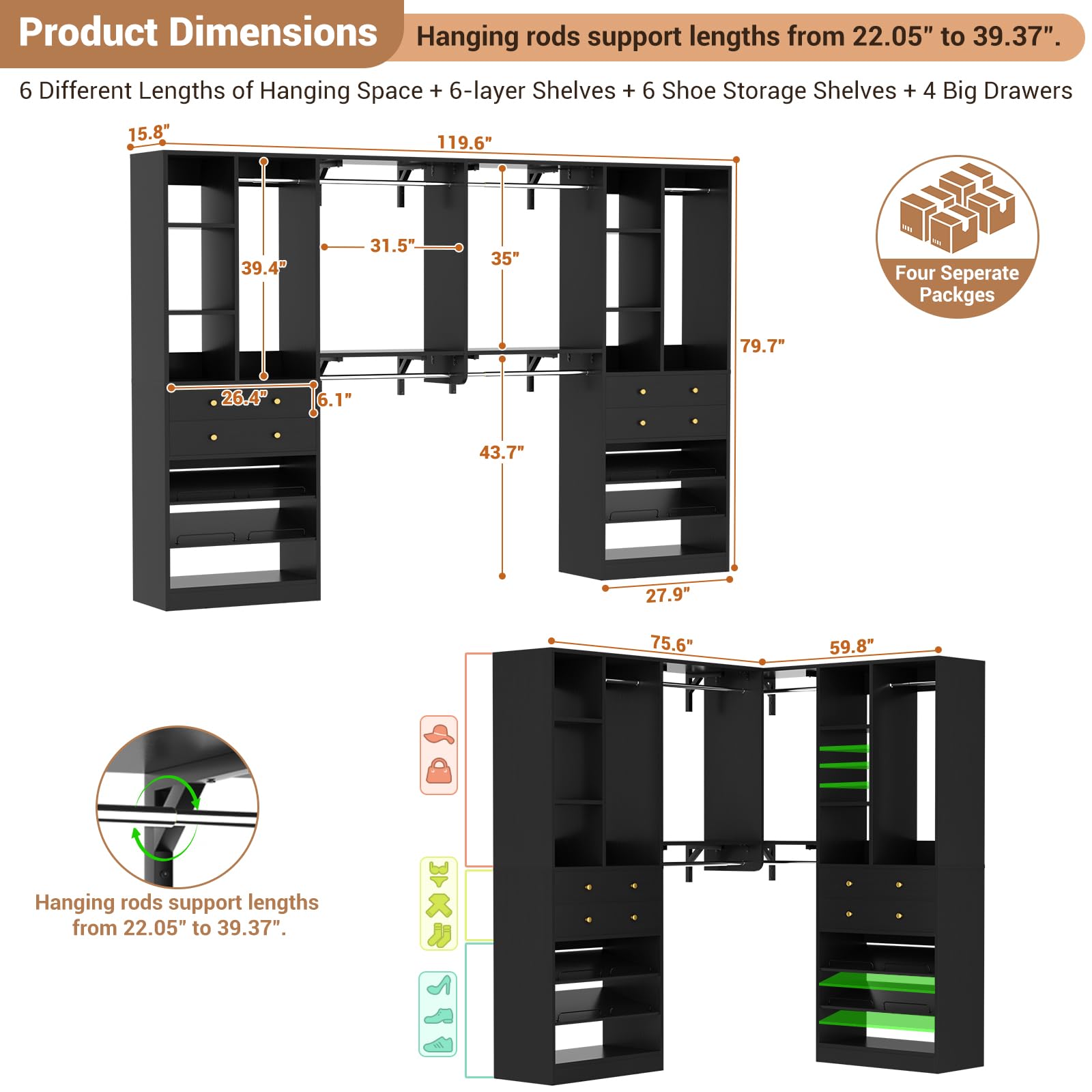 Closet System with Drawers (2 Count)
