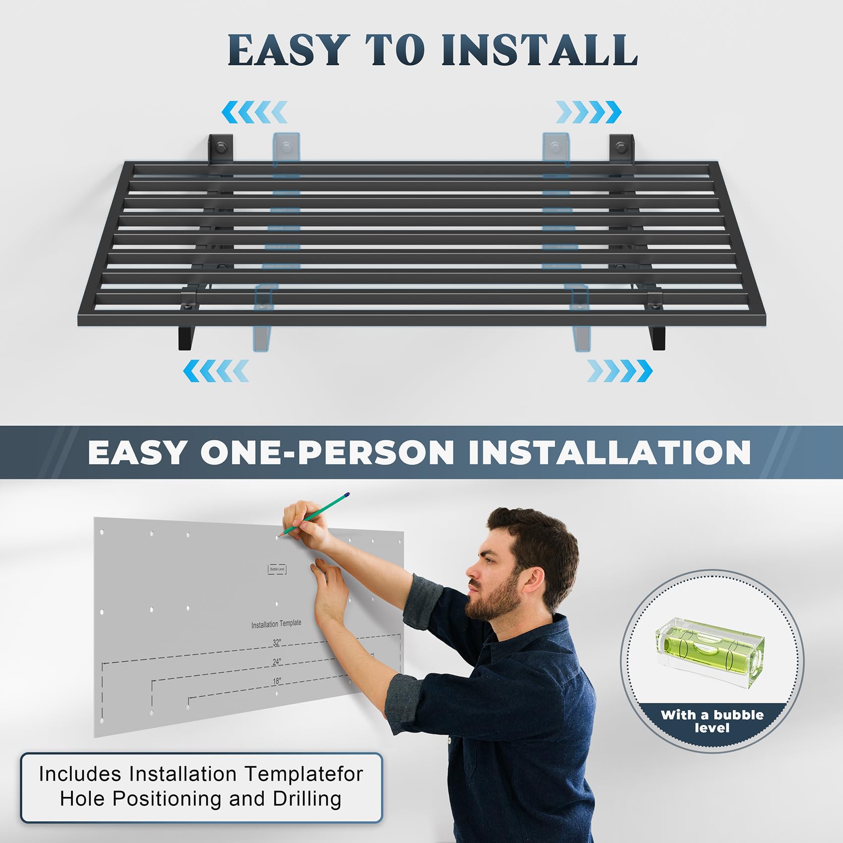 4 Pack Wall Mounted Garage Shelving with 16 Hooks (4 Count)