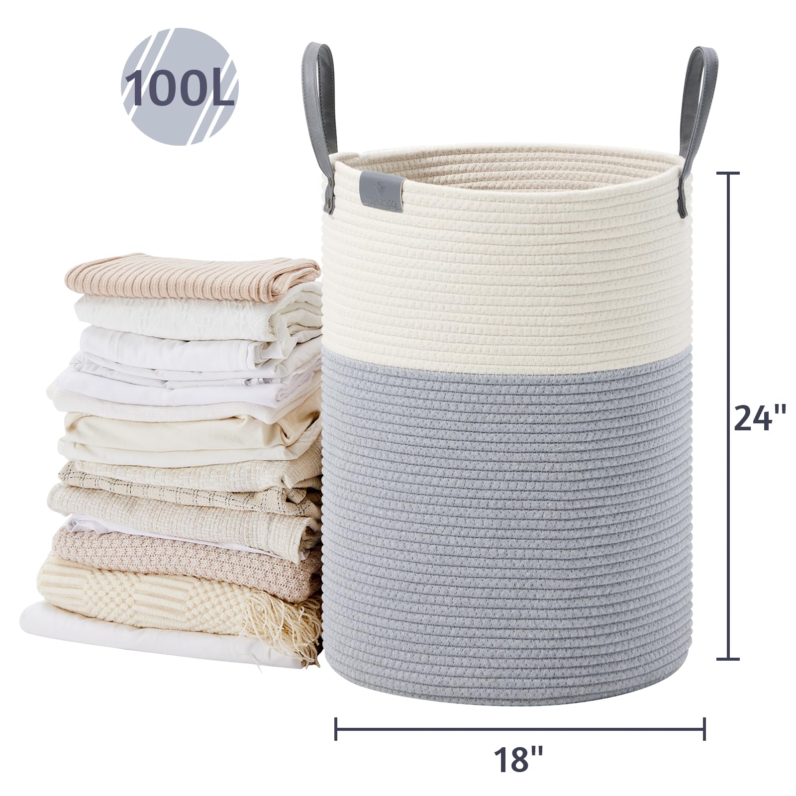 100L Tall Woven Rope Laundry Hamper (3381.4023 Fl Oz) - ModHome Supplies