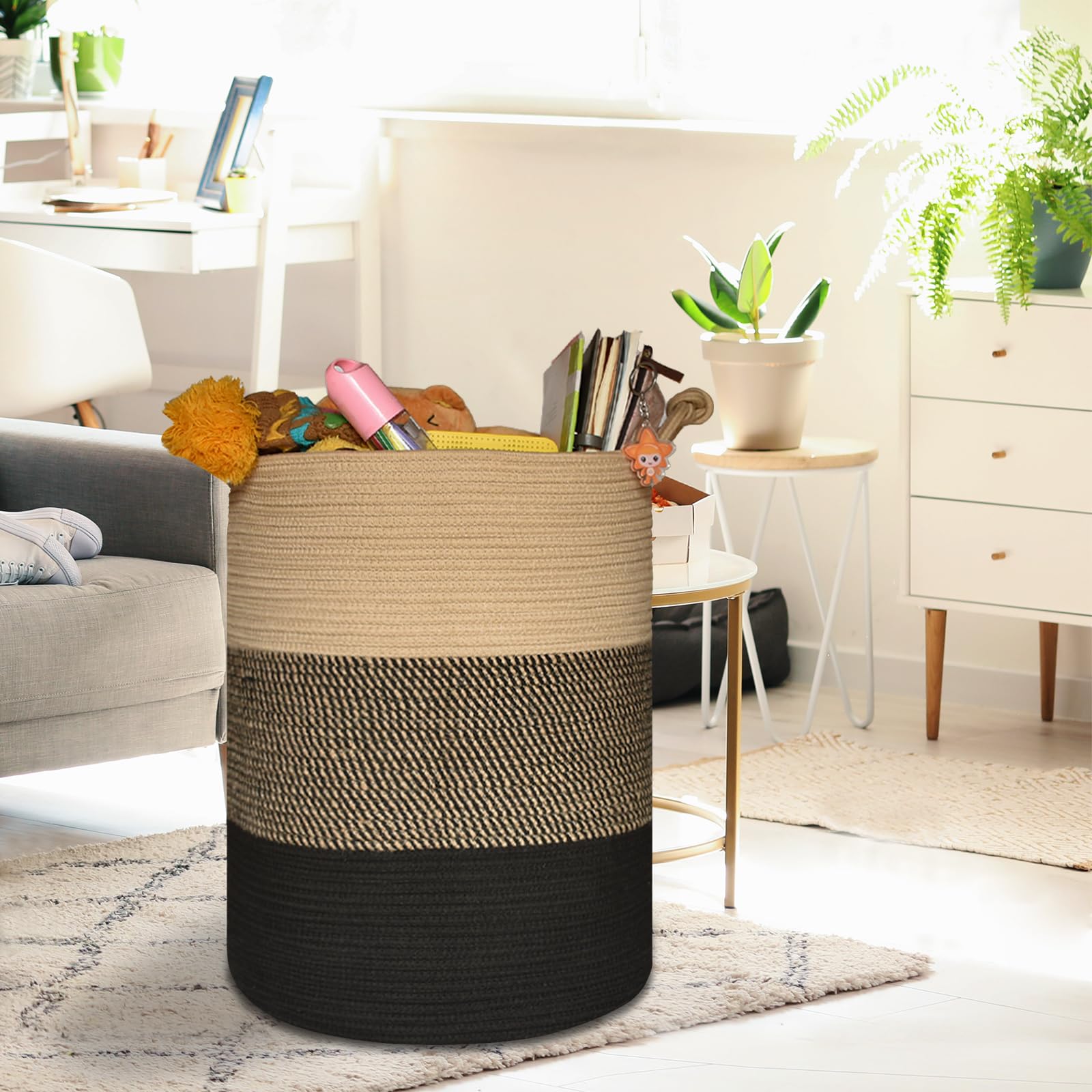 Tall Woven Blanket & Laundry Basket