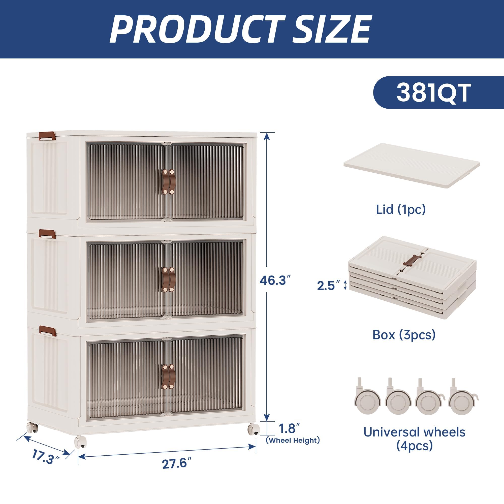 381Qt Extra Large Stackable Storage Bins Folding Collapsible Storage Bins with a Lid