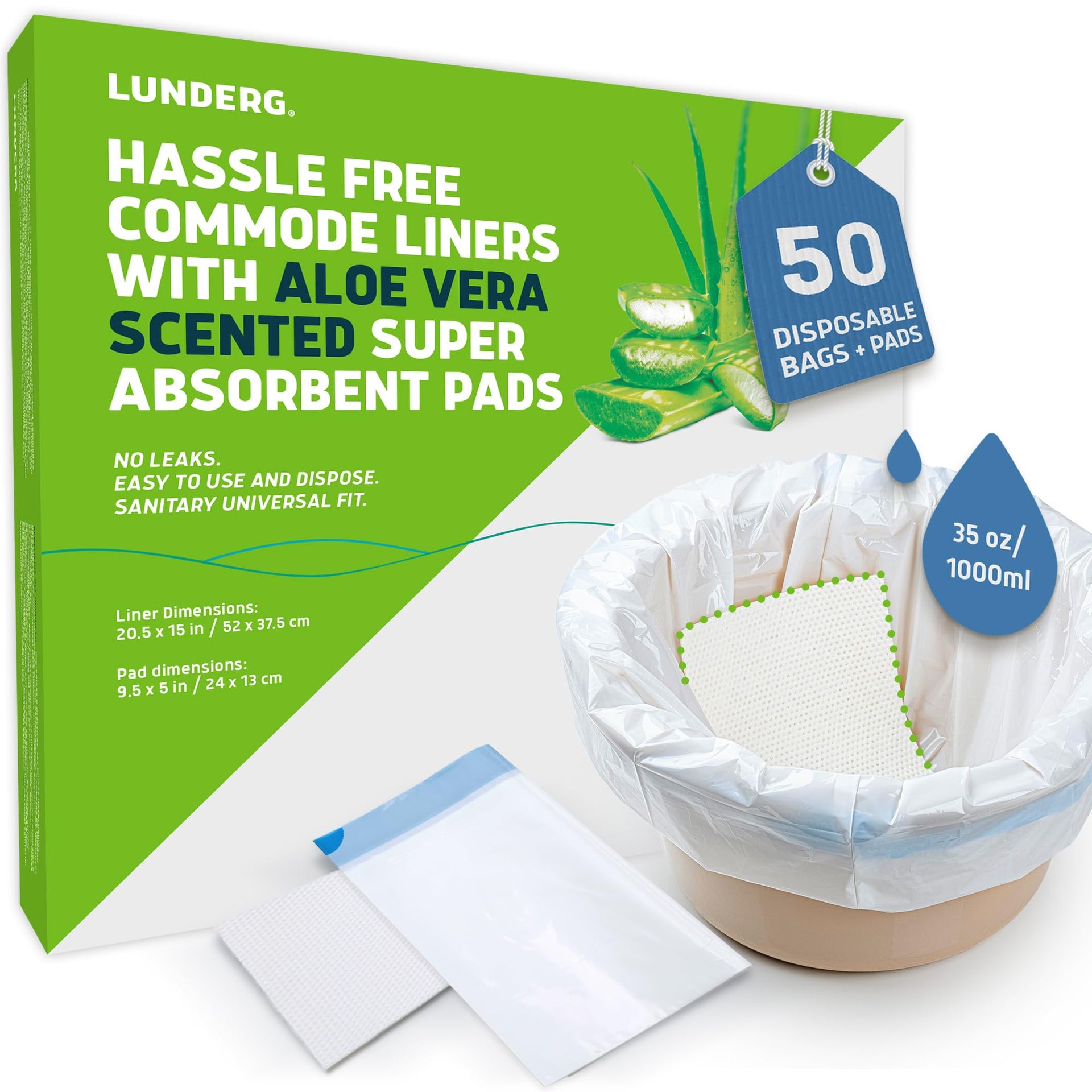 Commode Liners & Absorbent Pads (50 Count)