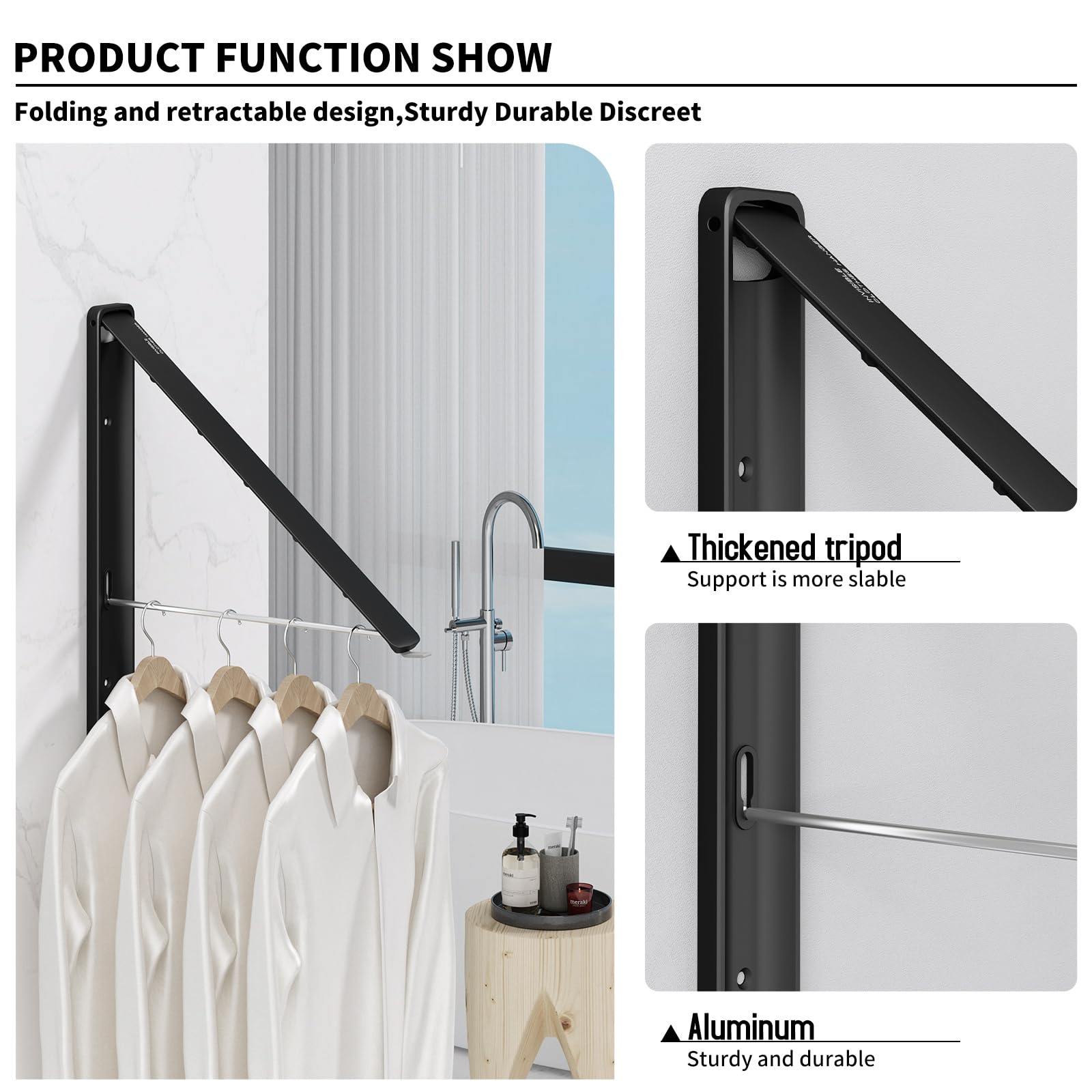 Folding Clothes Hanger Rack Wall mounted for Laundry Clothes Drying Rack