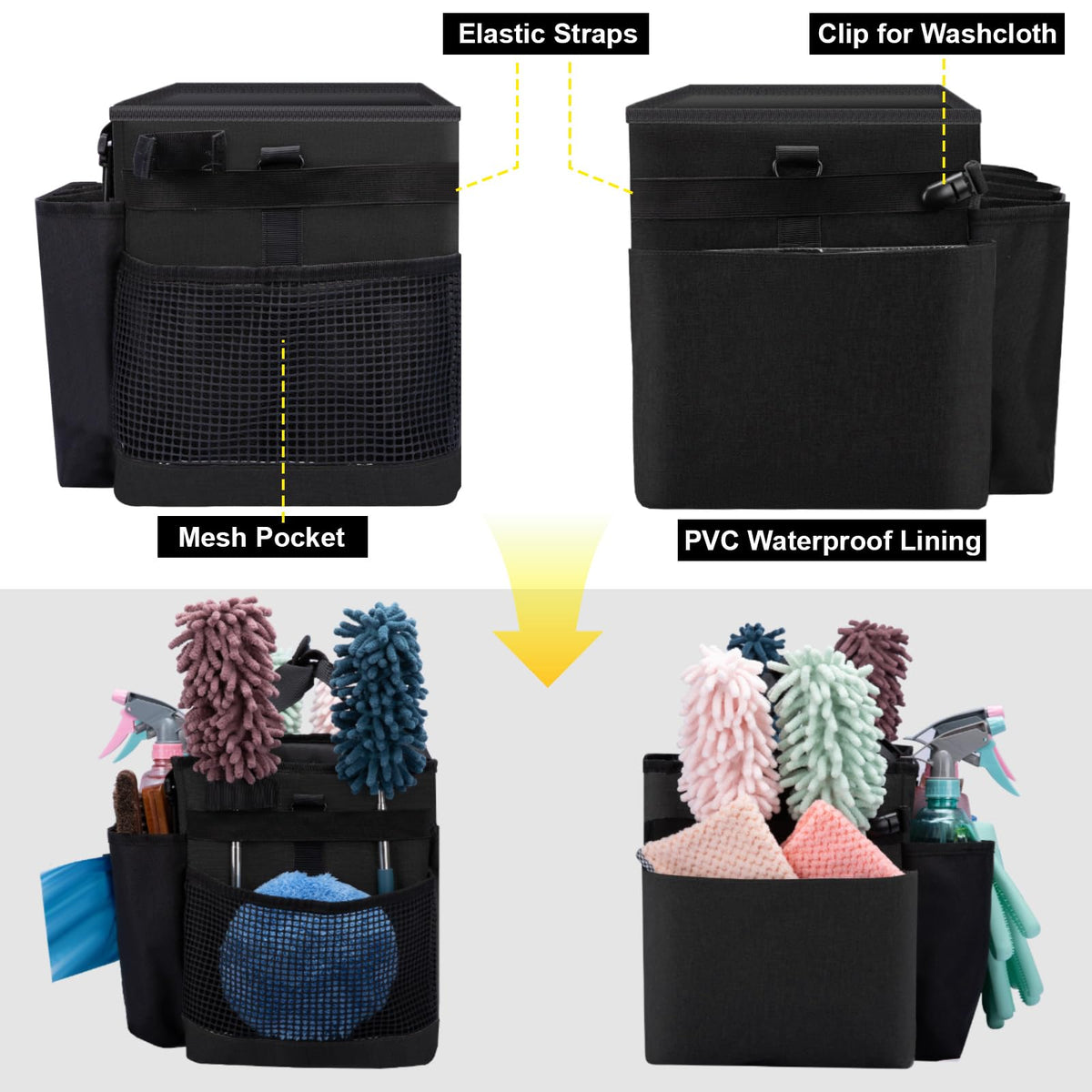 Wearable Large Cleaning Caddy Bag for Housekeepers