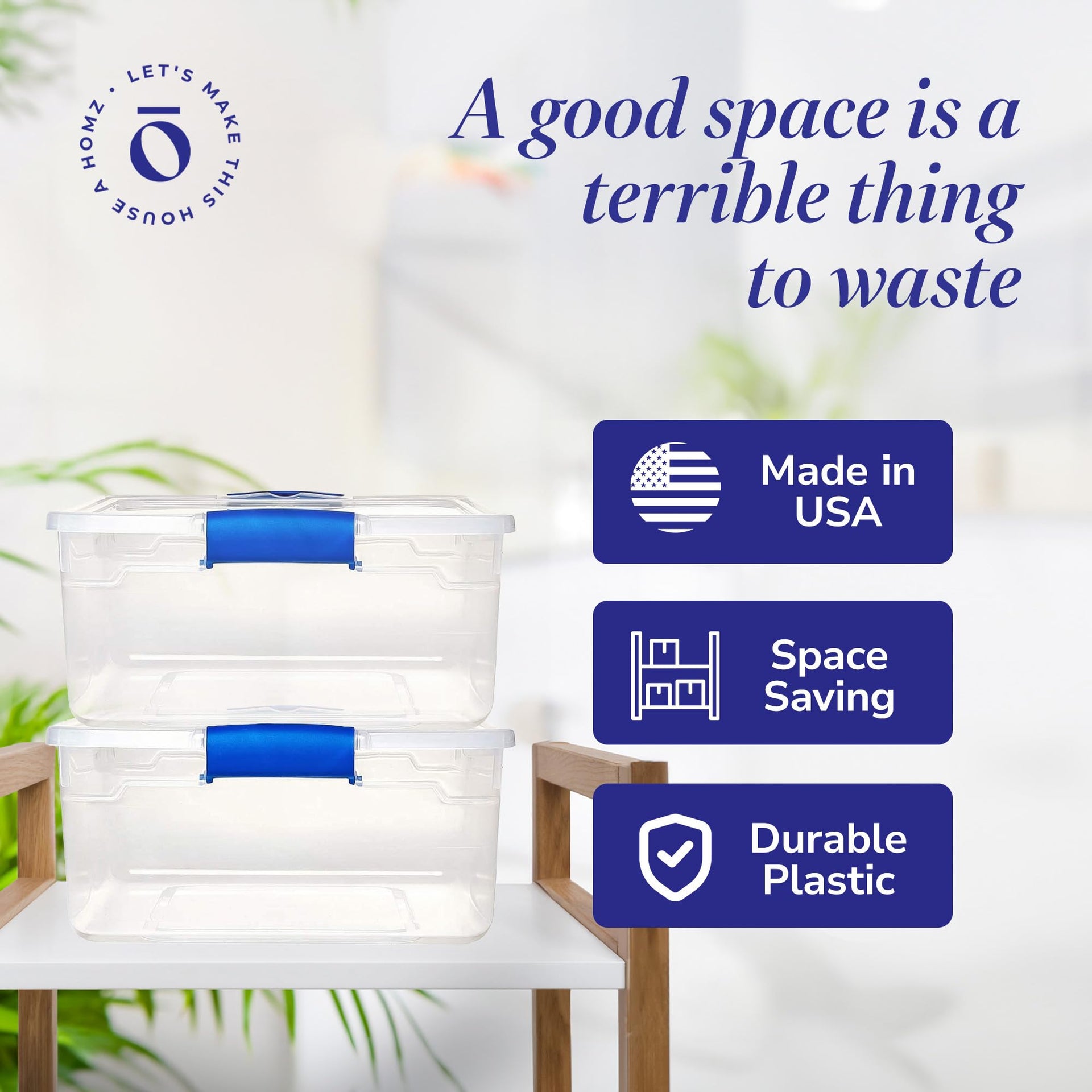 Clear Plastic Storage Bins with Latching Lid (4 Count)