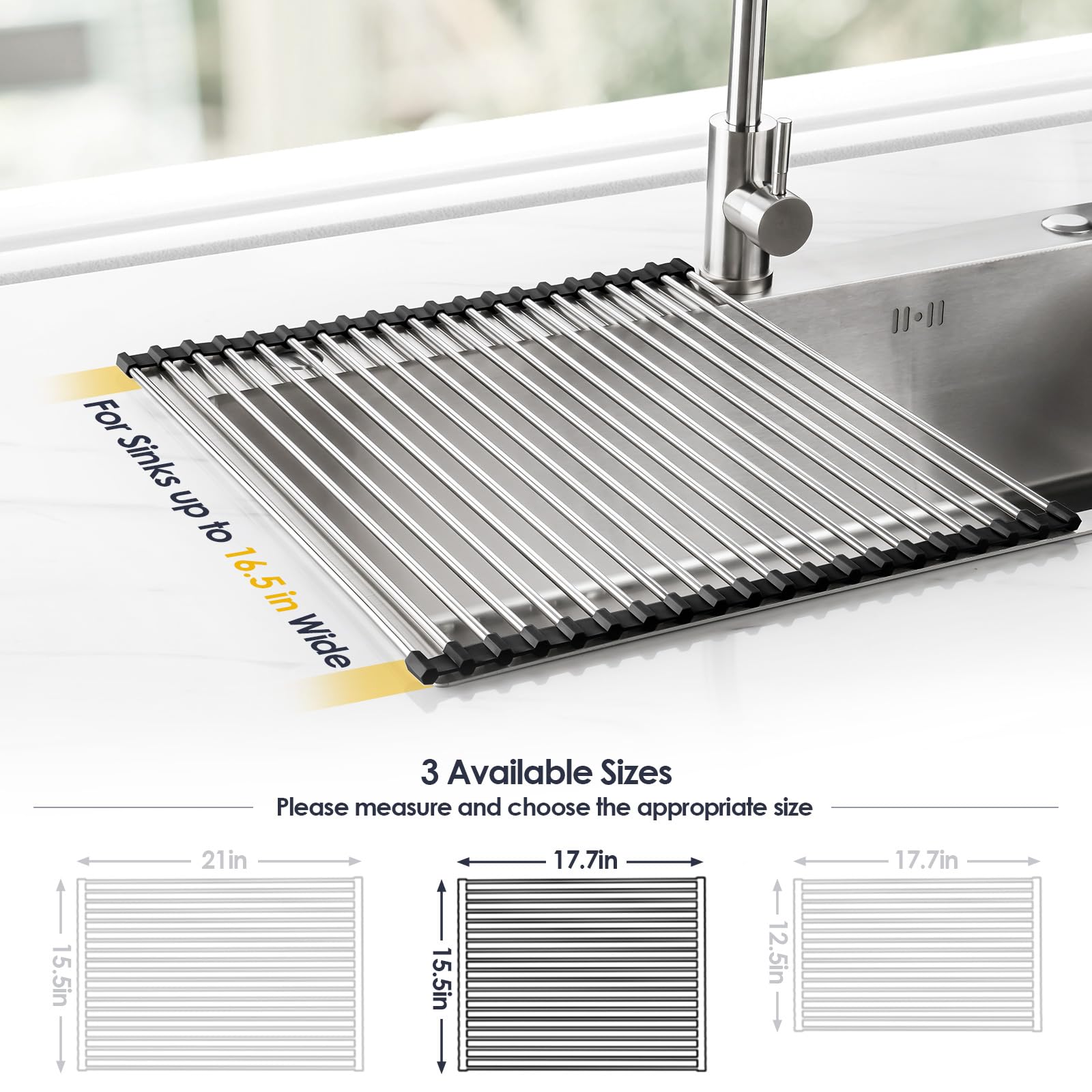 Roll Up Dish Drying Rack Over Sink
