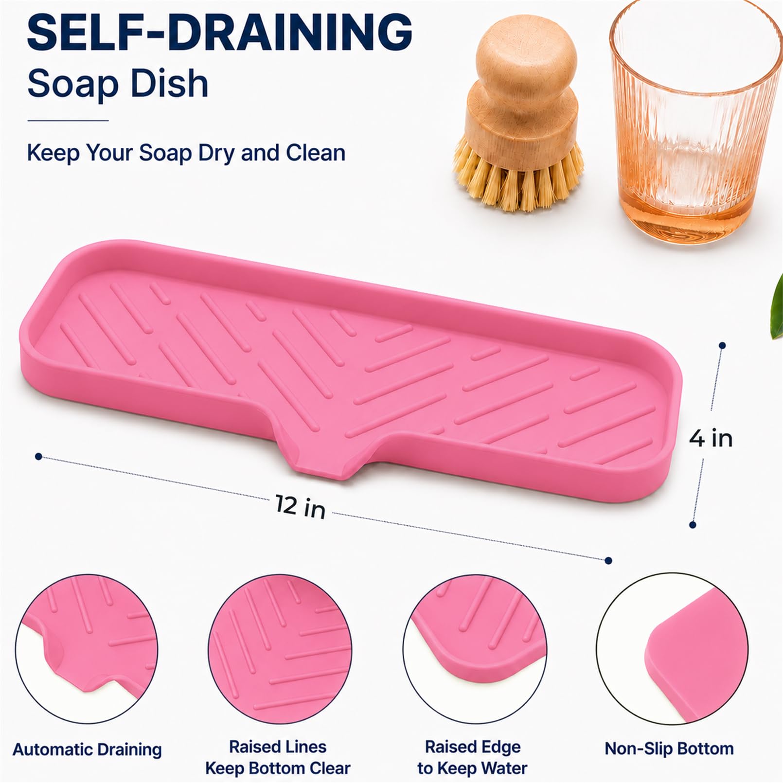 Silicone Soap Dish with Drain Spout