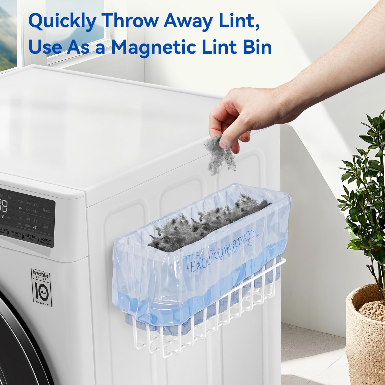 Laundry Room Organization and Storage Magnetic Dryer Ball Holder with Magnetic Hanger Holder