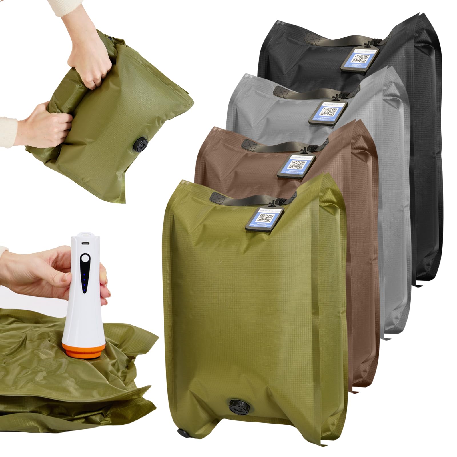 4 Pack Fabric Vacuum Storage Bags with Wireless Electric Pump Anti