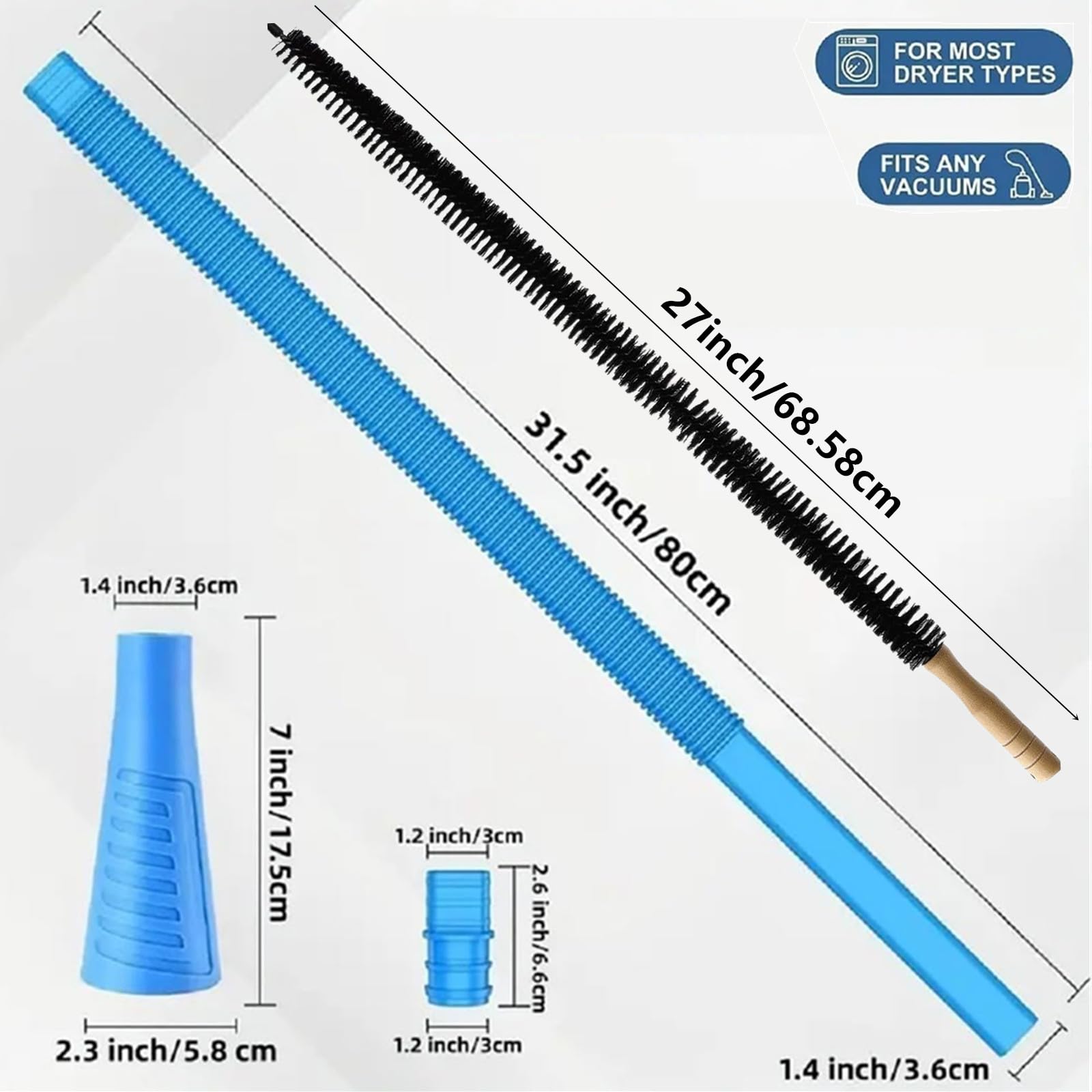 Universal Dryer Vent Cleaner Kit Compatible with Most Vacuum Cleaner Include Vacuum Hose Attachment Accessories Brush Lint Act Brush