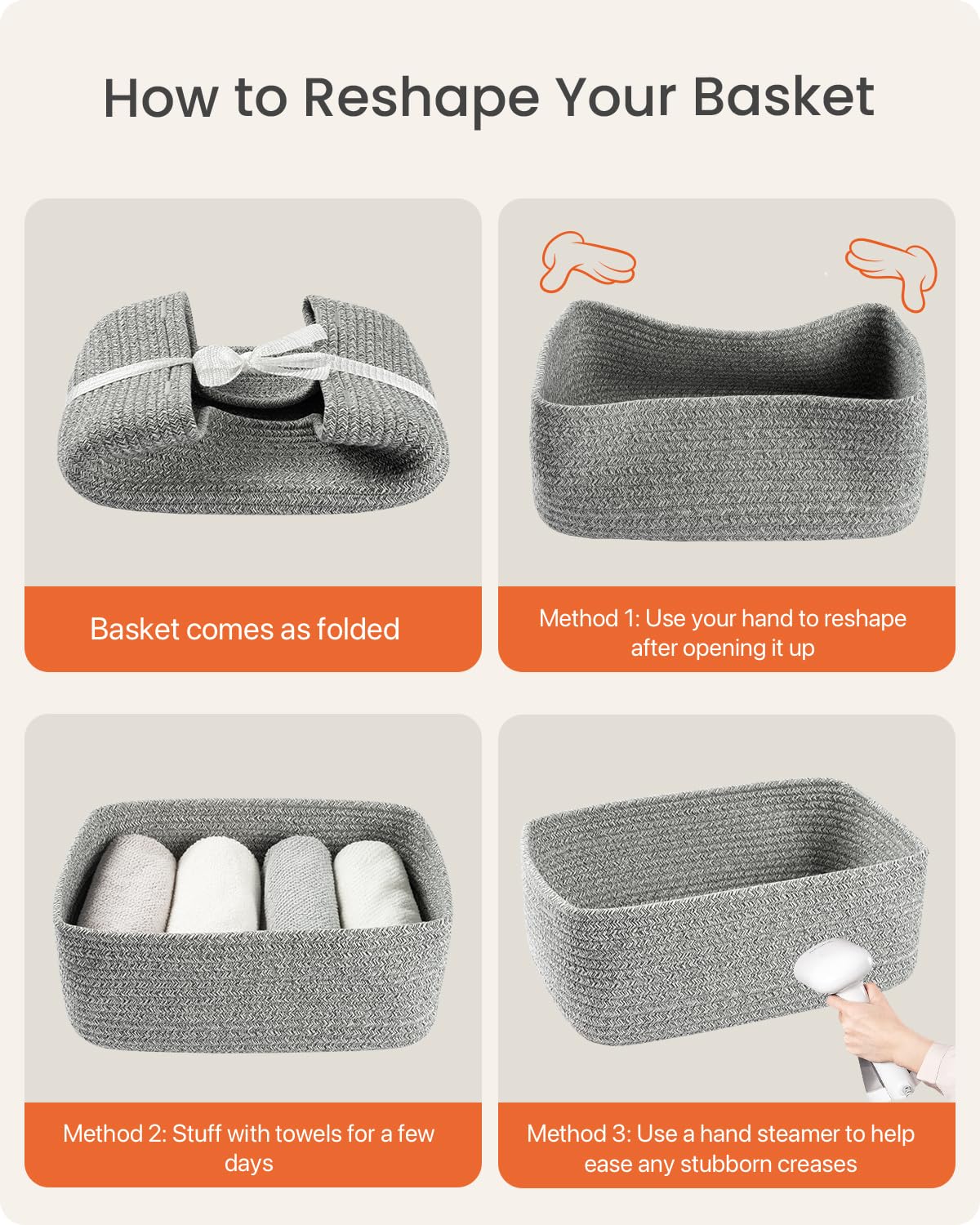 Small Woven Storage Basket for Organizing (3 Count)