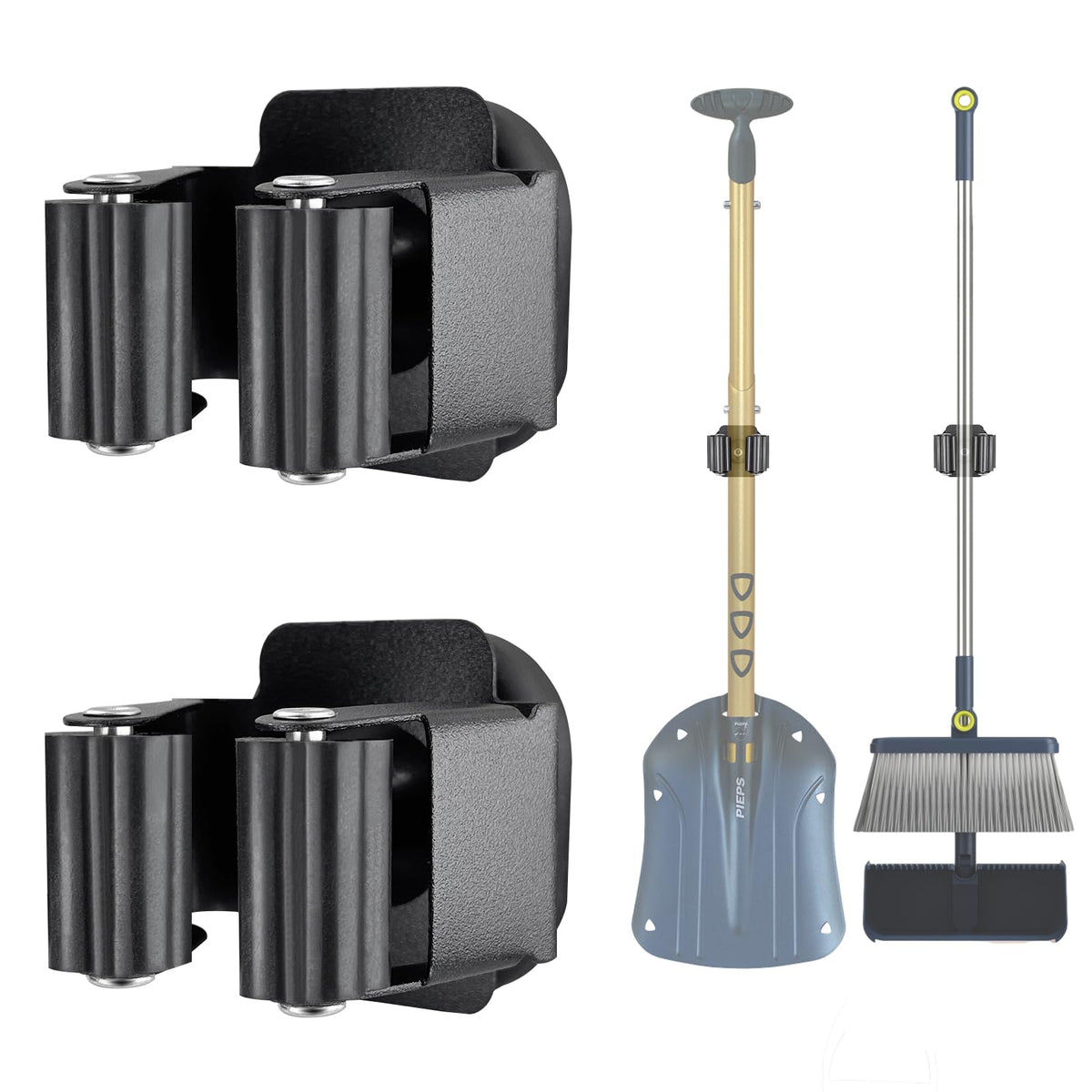 Upgraded Magnetic Broom and Mop Holder Wall Mount (2 Count)