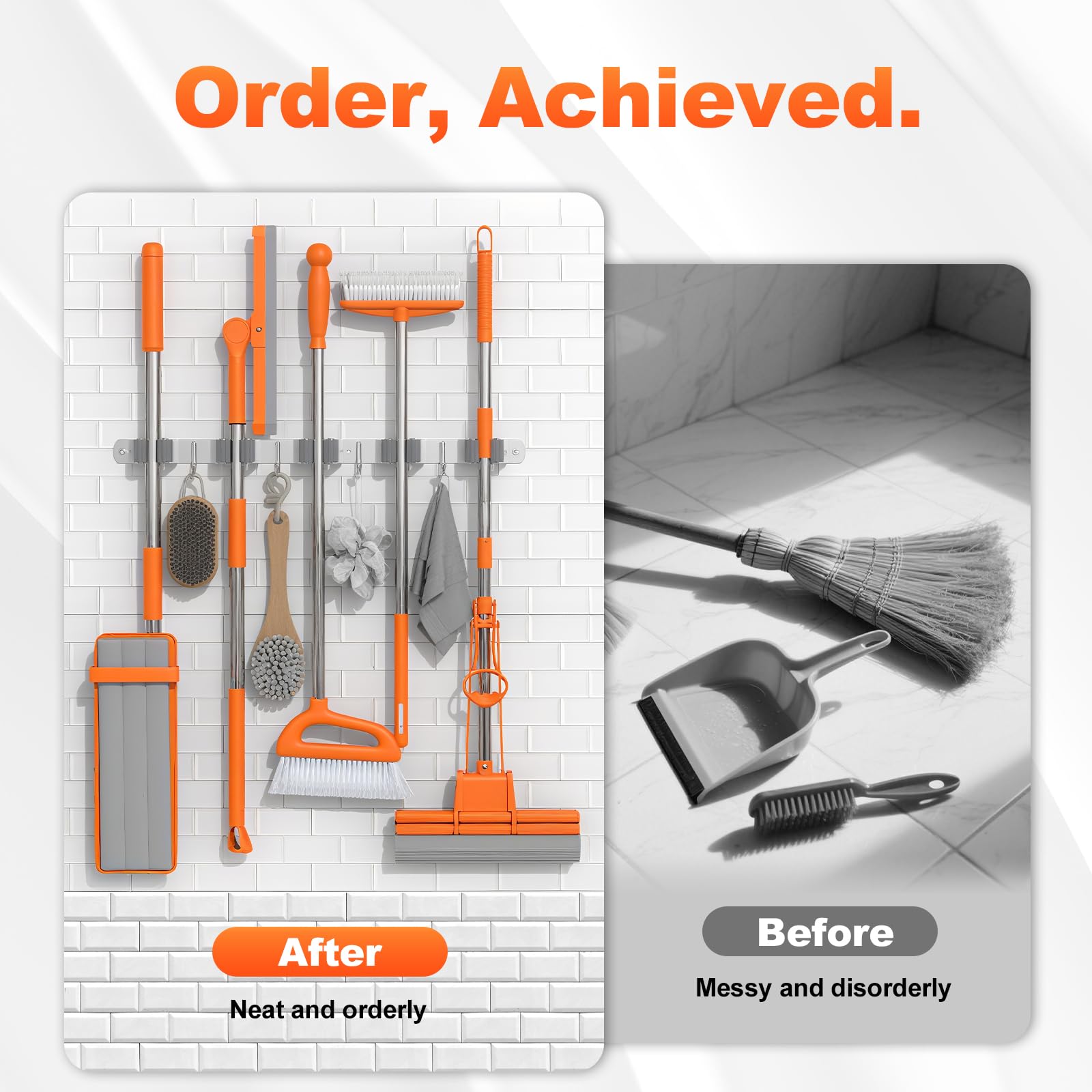 Broom Holder Wall Mount Mop Organizer