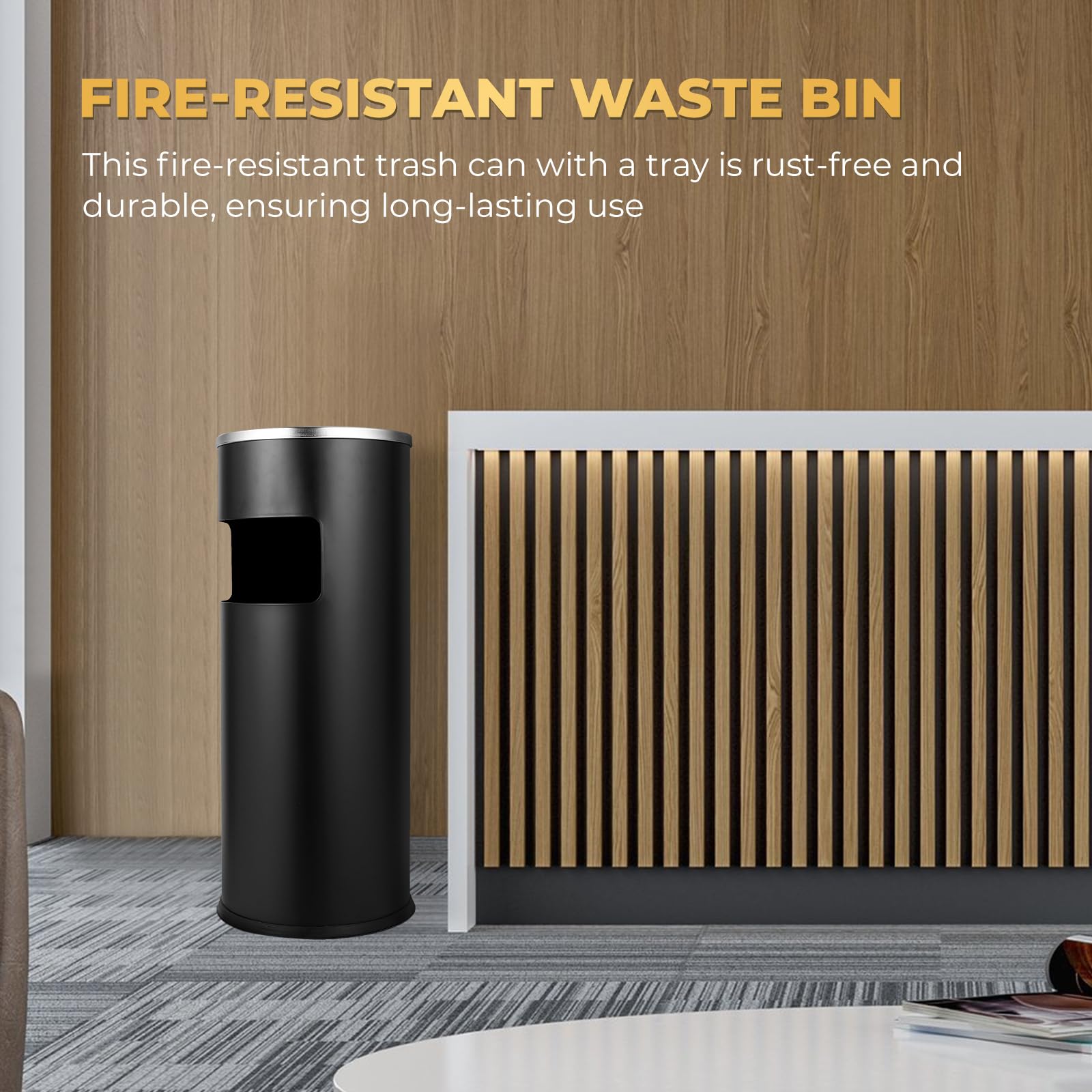 Round Stainless Steel Outdoor Trash Can