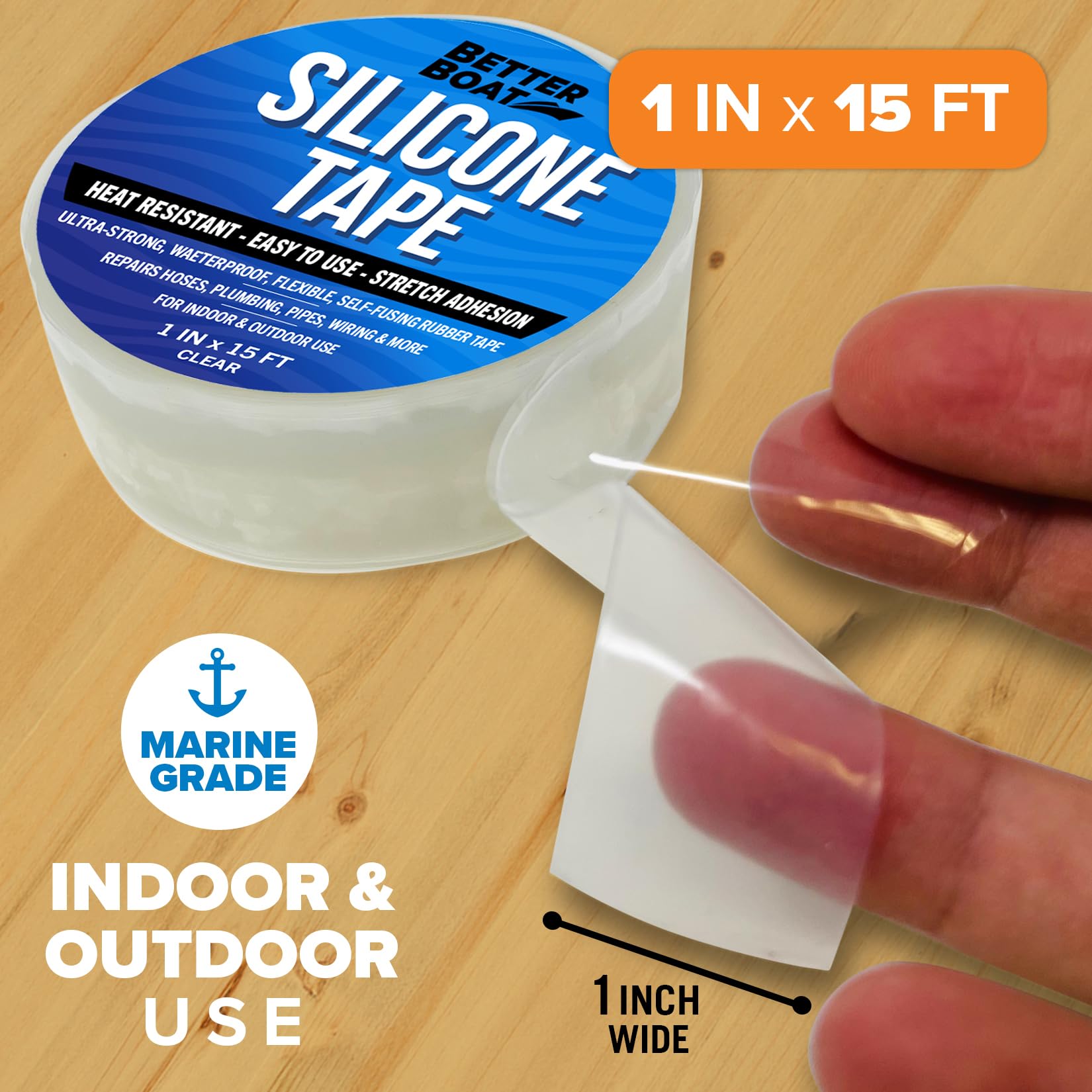 Self Fusing Silicone Tape Waterproof Clear (15 Foot)