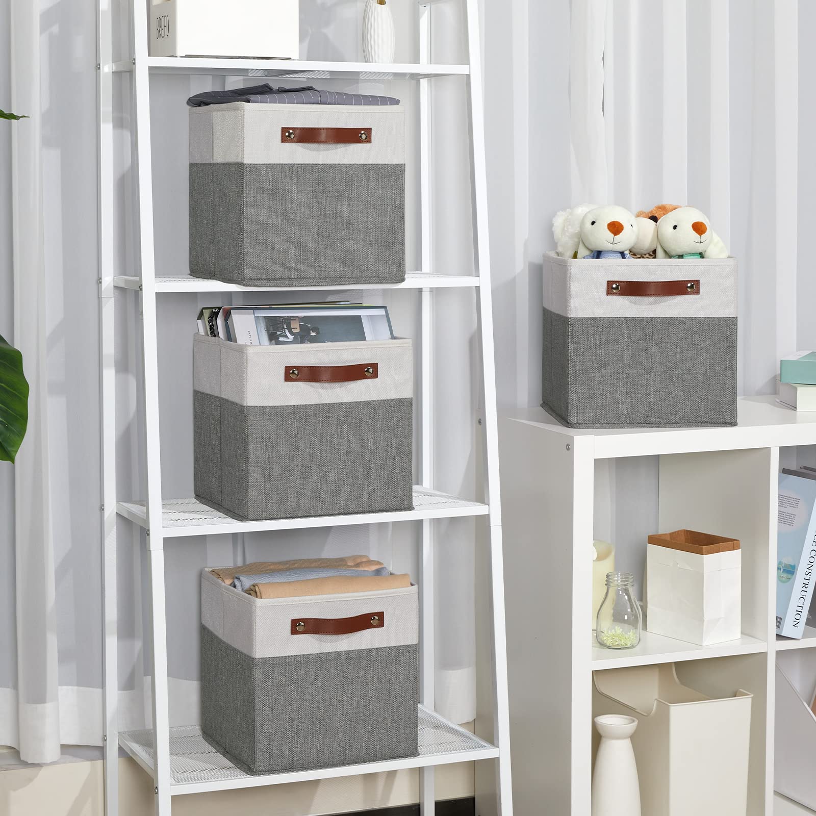 Cube Storage Bins 4 Pack Storage Cubes 11?11 Fabric Storage Bins Foldable Cube Storage Baskets with Handles