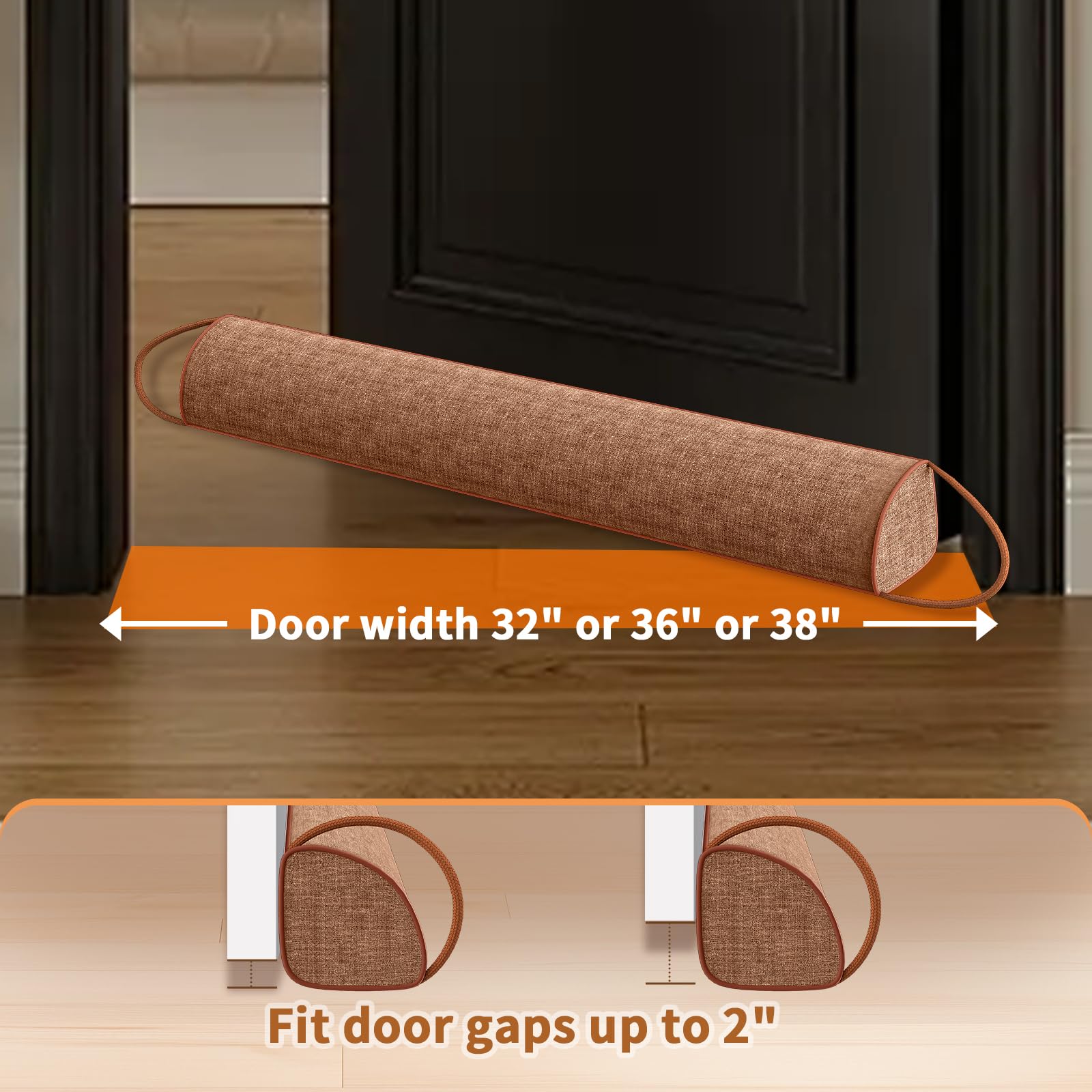 Triangle Under Door Draft Stopper Bottom Door Gap Filler & Seal Windproof Coating Cover Fits 30” to 36” Door Block Noise