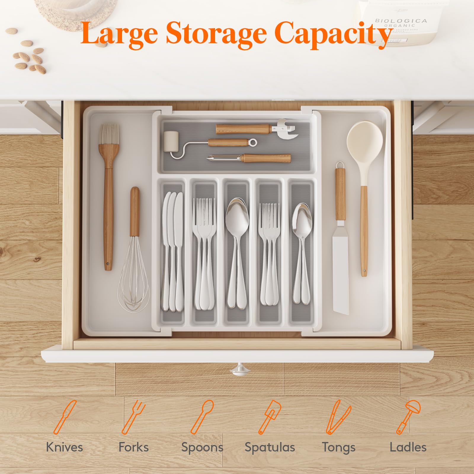 Extra Large Silverware Drawer Organizer