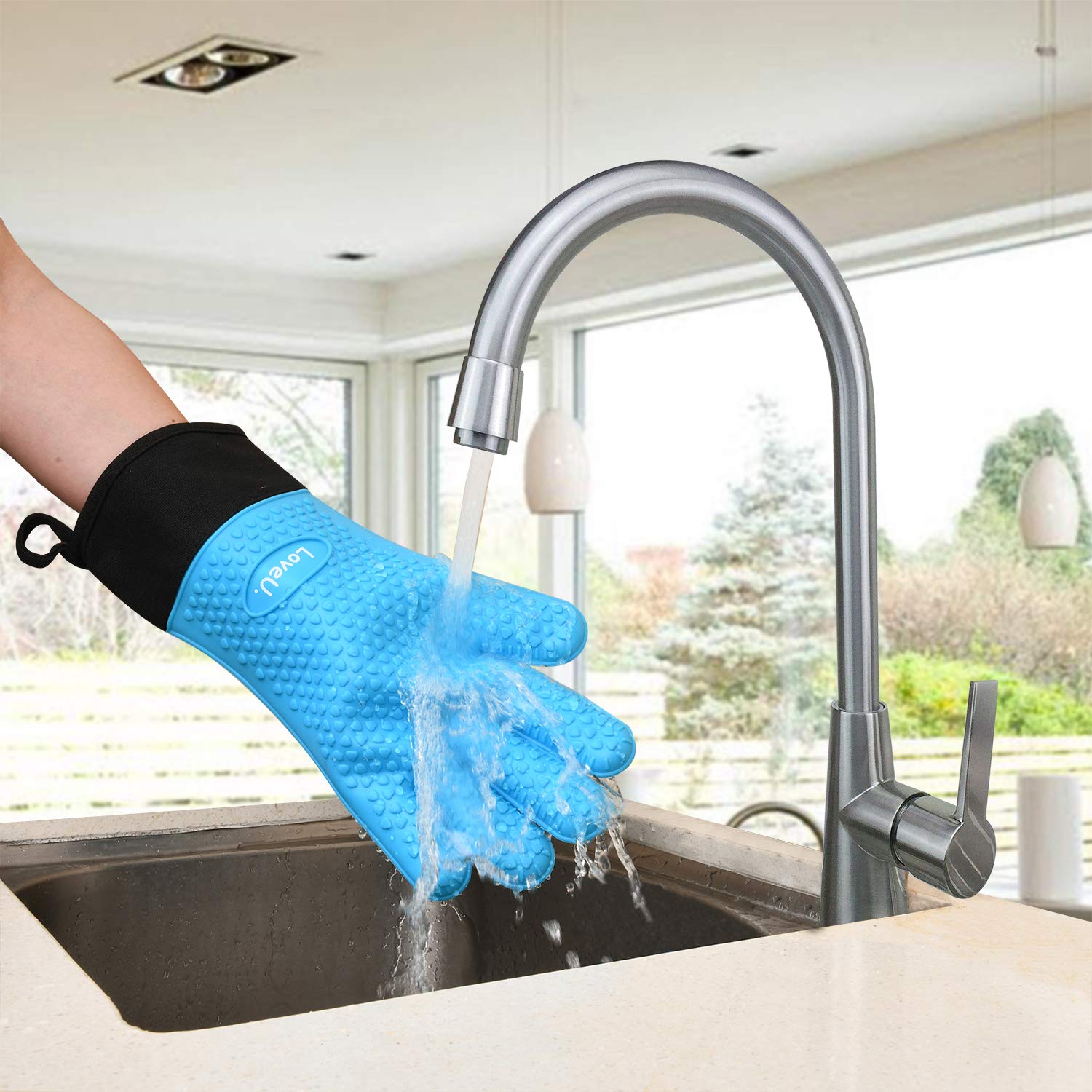 Silicone Oven Mitts Gloves (11 Ounce)
