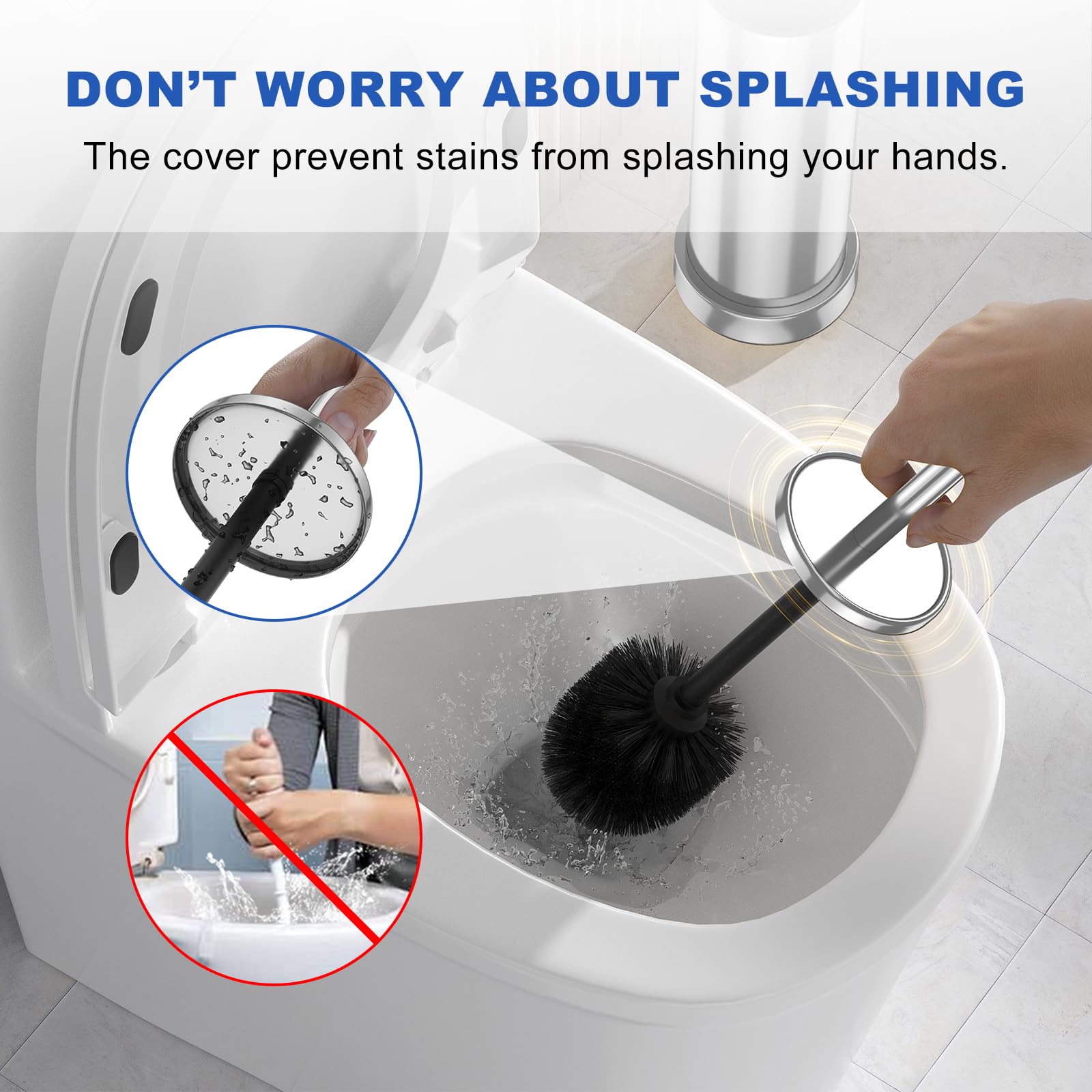 304 Stainless Steel Toilet Brush and Holder Set