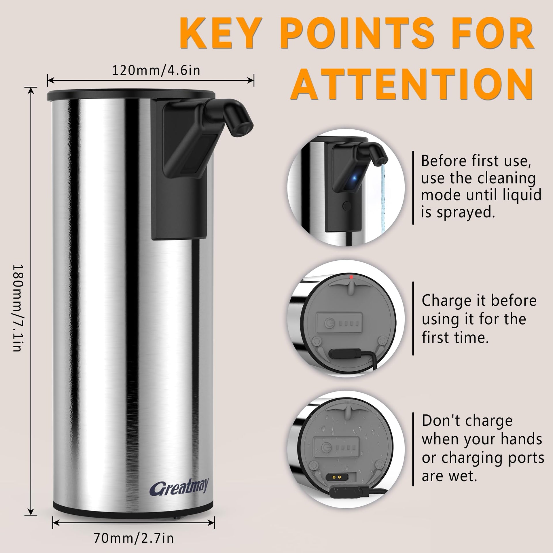 Stainless Steel Touchless Automatic Soap Dispenser 12 oz