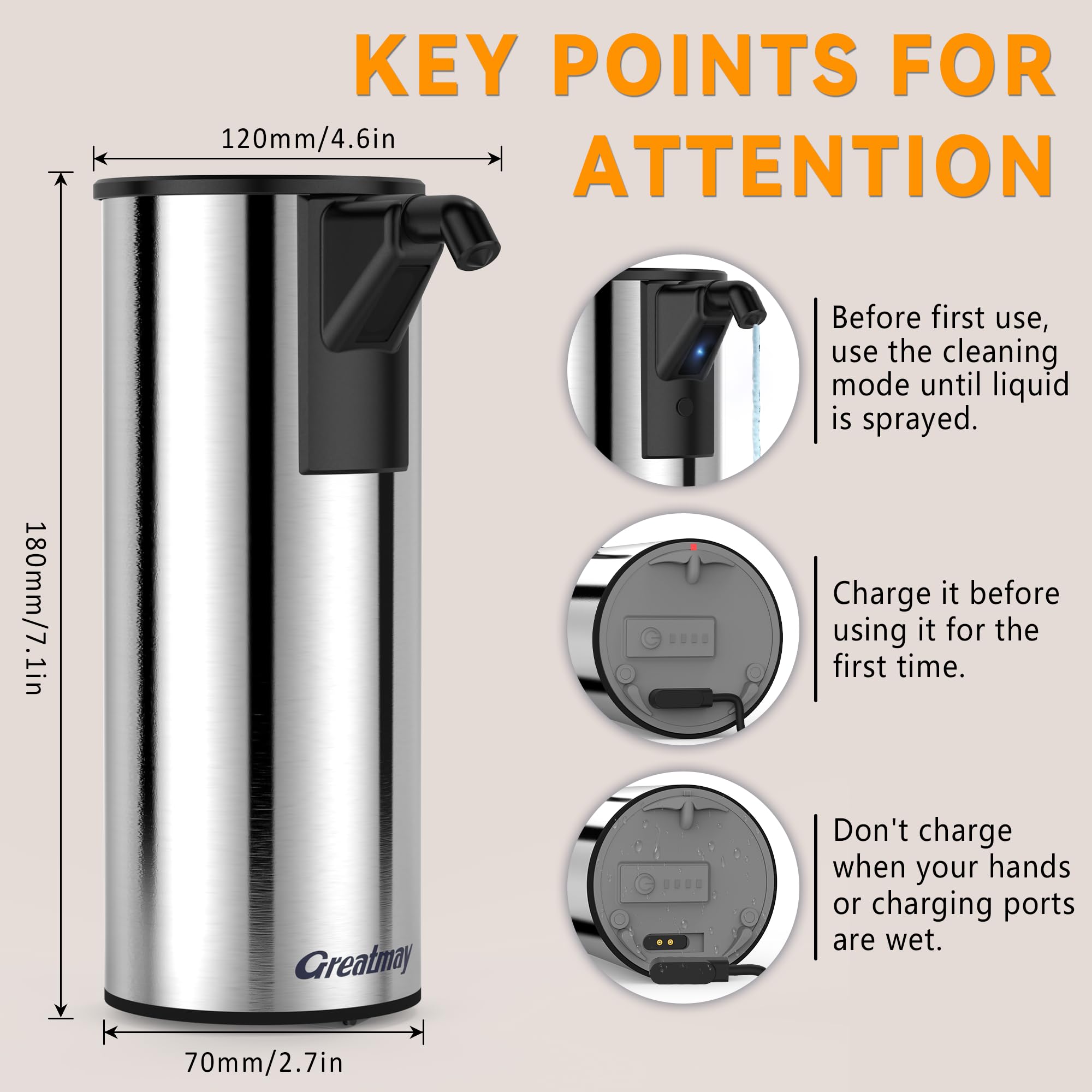 Stainless Steel Touchless Automatic Soap Dispenser 12 oz