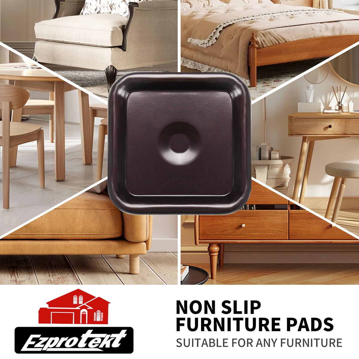 1.75" Square Non Slip Furniture Pads to Prevent Floor Scratches (16 Count)