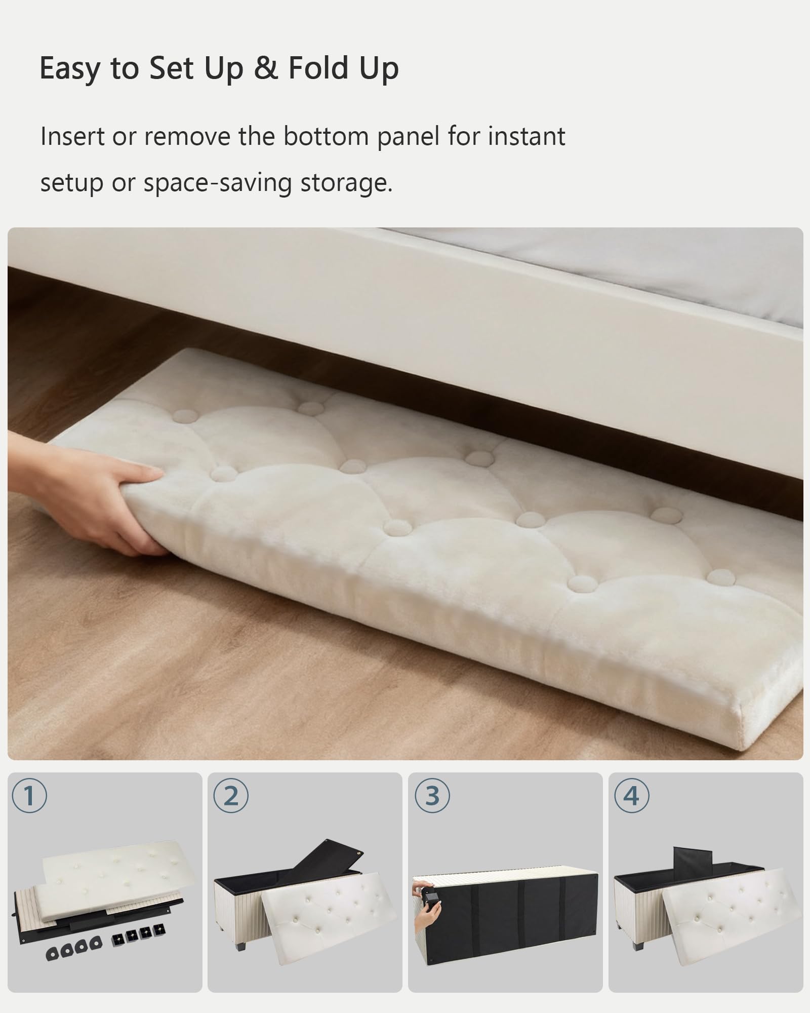 43 Inches Storage Ottoman Bench