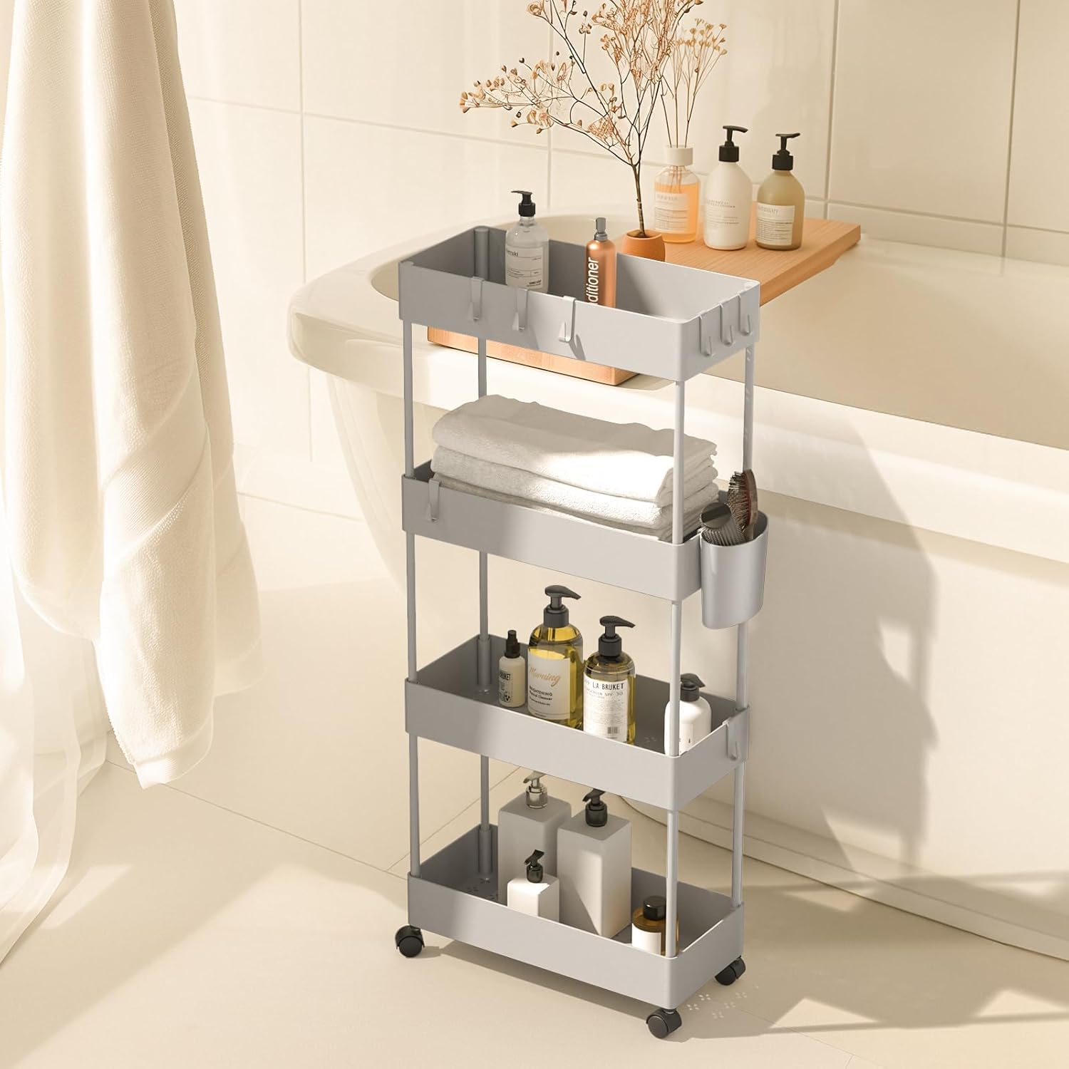 4 Tier Slim Storage Cart with Wheels