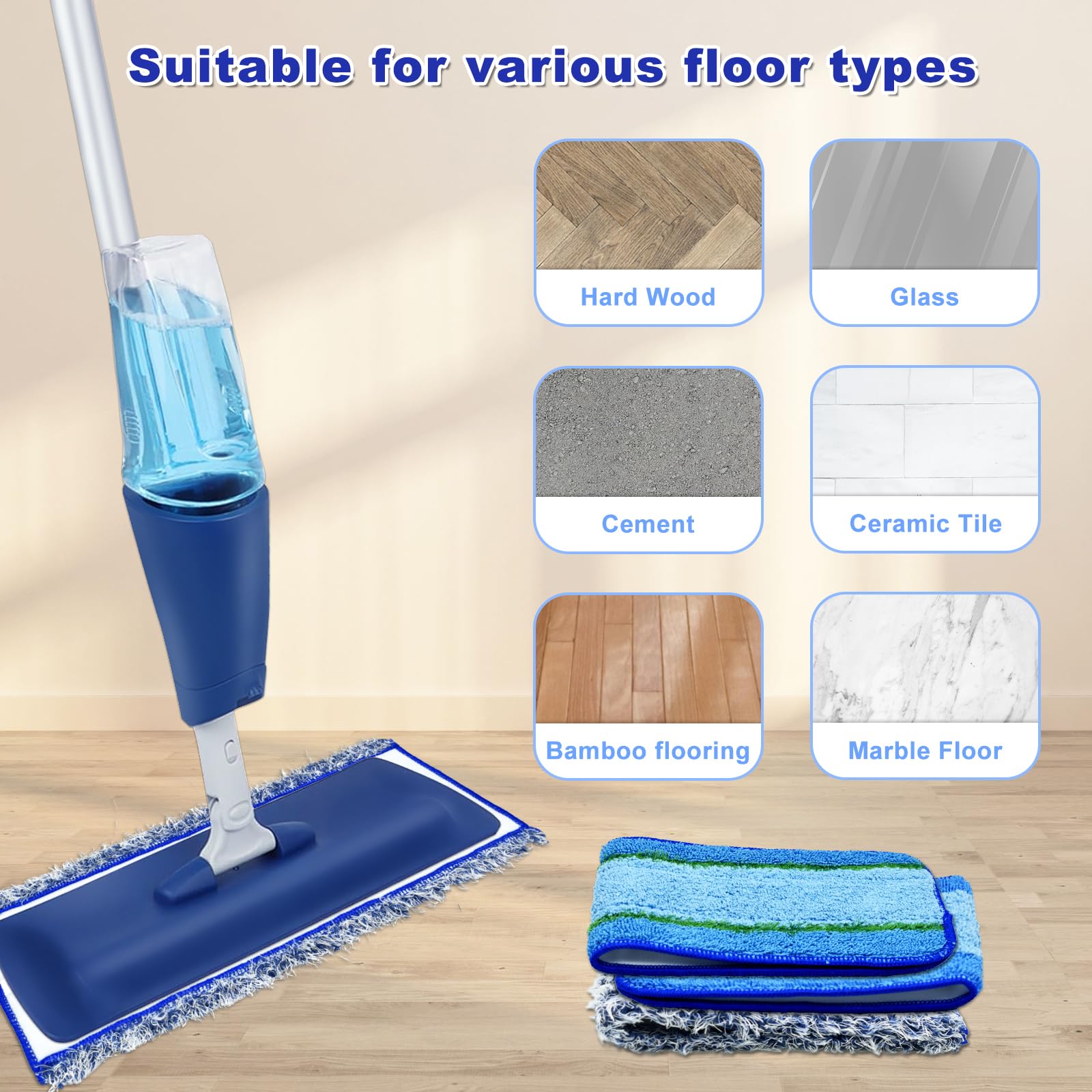6 Pack Microfiber Cleaning Replacement Pad for Bona Mop (6 Count)
