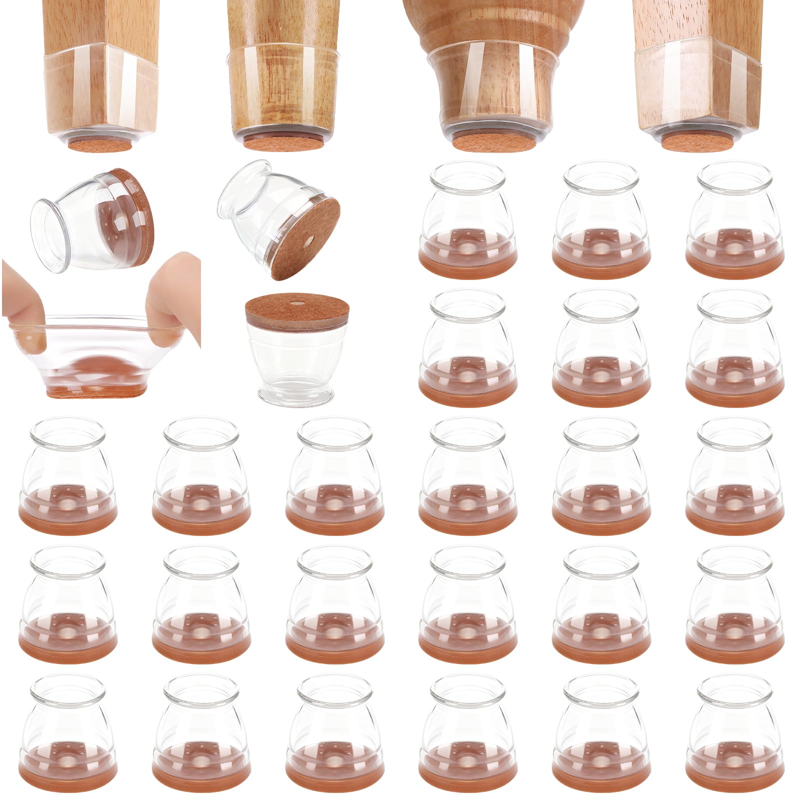 24 Pack Chair Leg Floor Protectors for Hardwood Floors (24 Count)