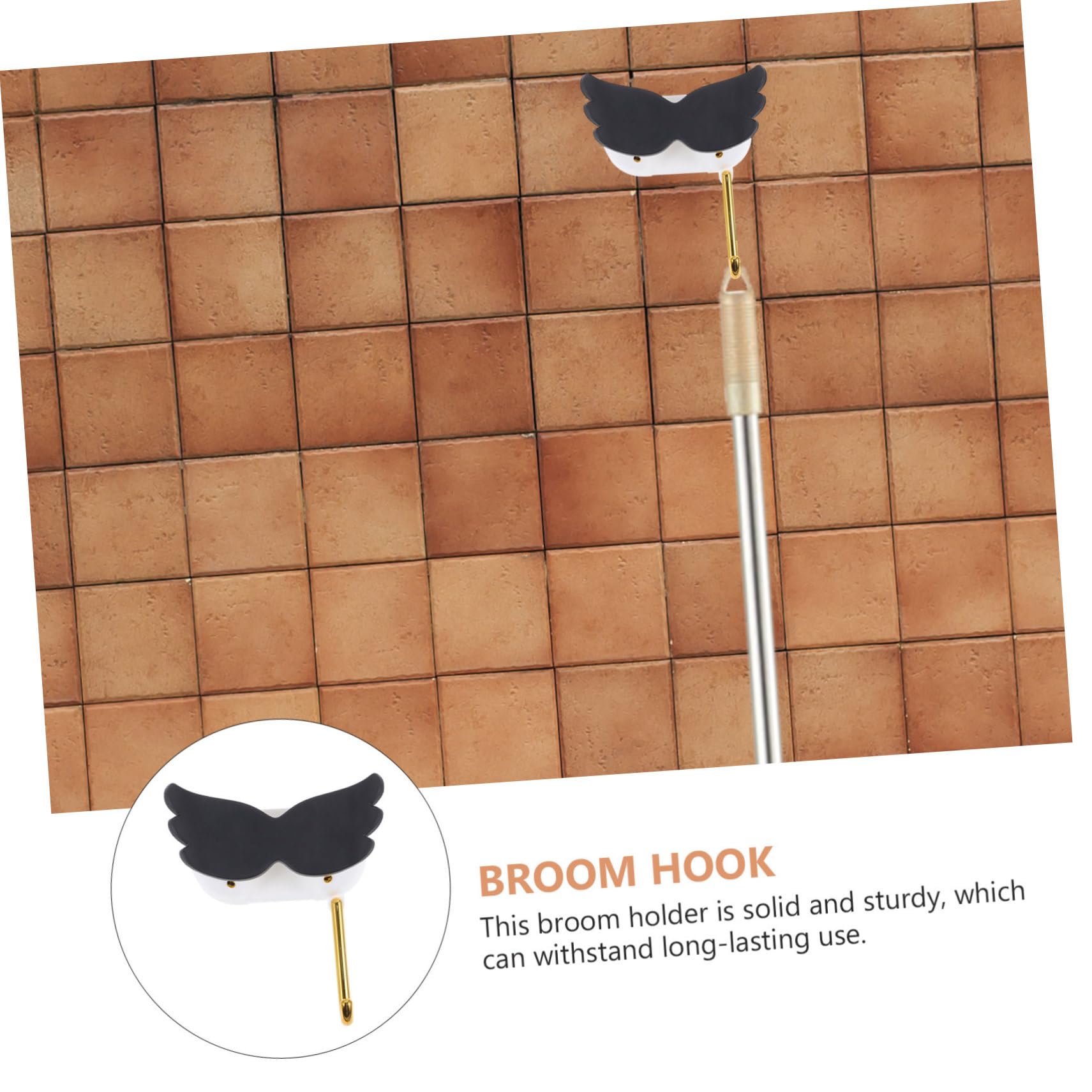 Self Adhesive Mop Holder with Cartoon Design Punch Wall Mount Broom Gripper Hook for Bathroom and Kitchen Easy Installation Versatile Organizer for Cleaning Tools