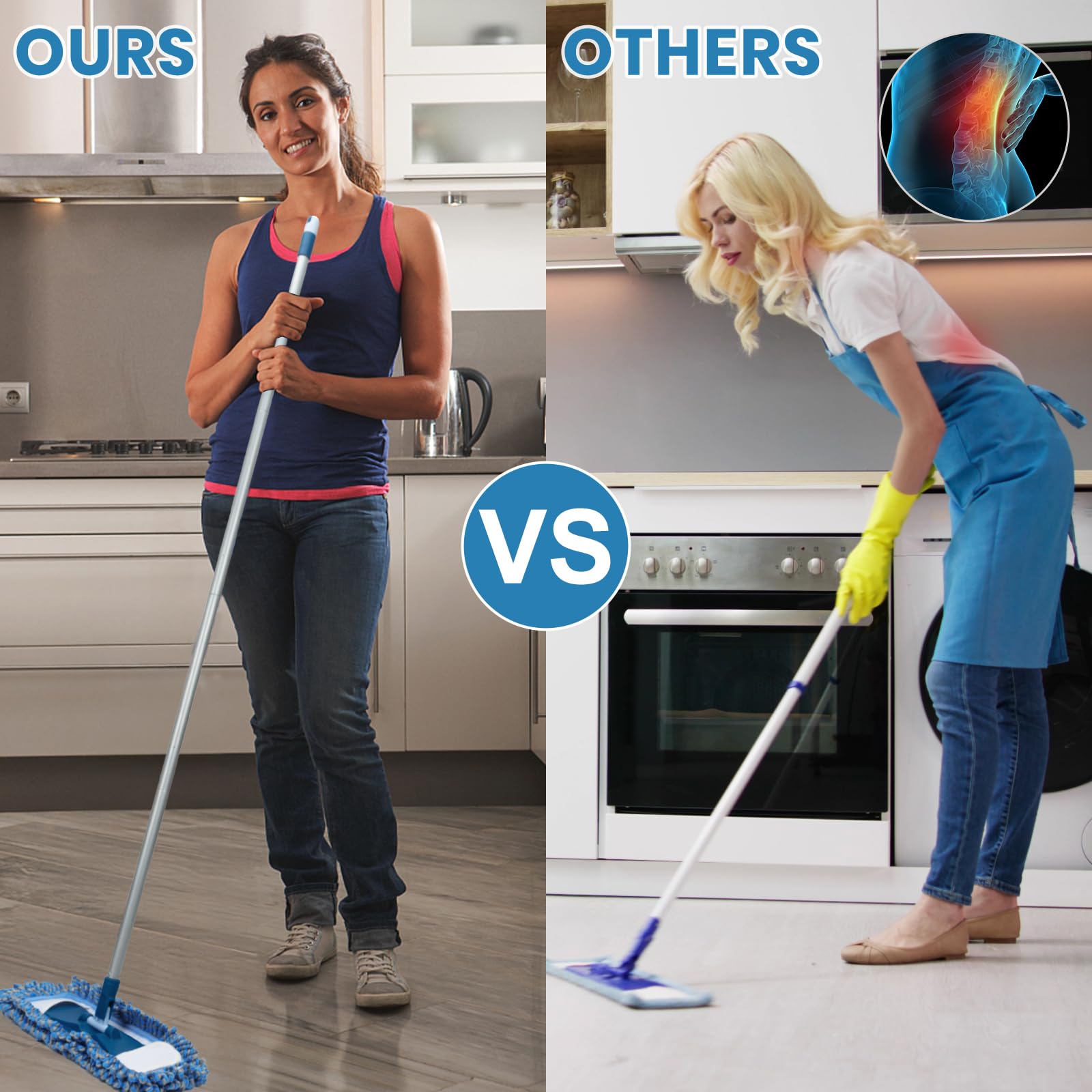 Dust Mop for Hardwood Floor Washable Wet and Dry Mop with 58" Long Handle - ModHome Supplies