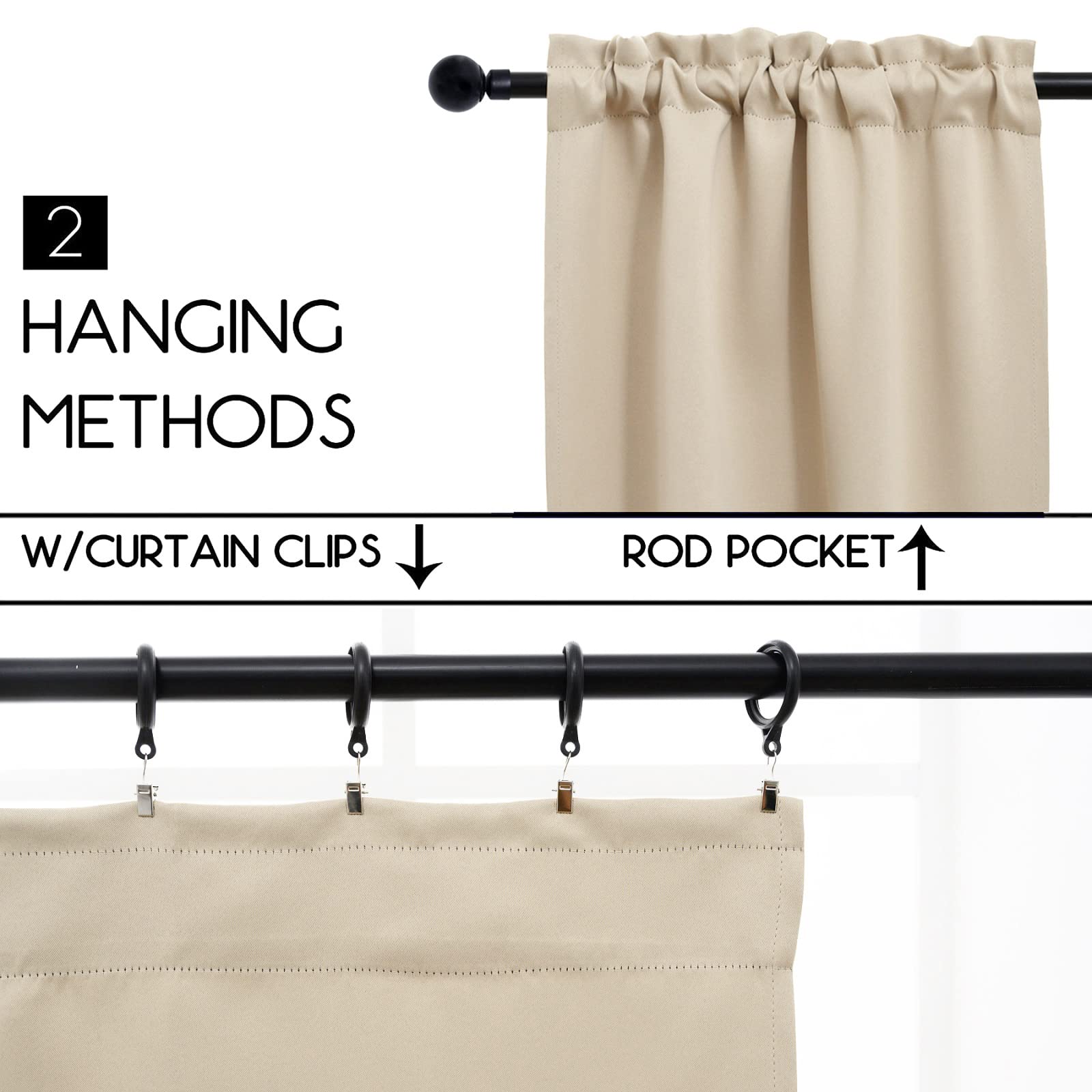 Blackout Curtains 45 Inches Long 2 Panels (2 Count)