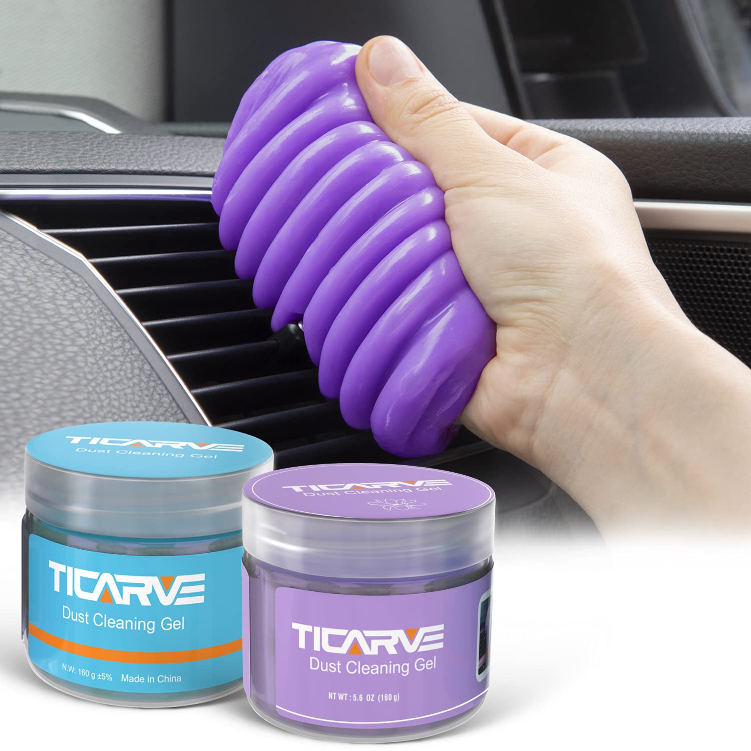 2Pack Cleaning Gel for Car Cleaning Putty Car Slime for Cleaning Car Detailing Putty Detail Tools Car Interior Cleaner Automotive Car Cleaning Kits Keyboard Cleaner Blue Purple (11.2 Ounce)