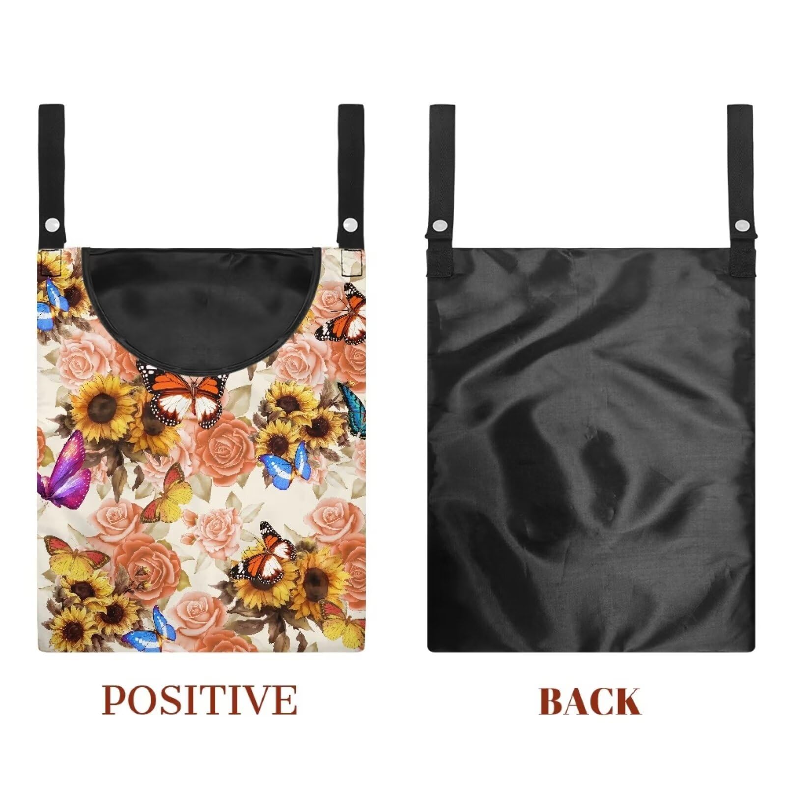 Butterfly Clothespin Bag with Hanging Sunflowers Rose Hook Waterproof Clothes Pin Hanging Bag Space