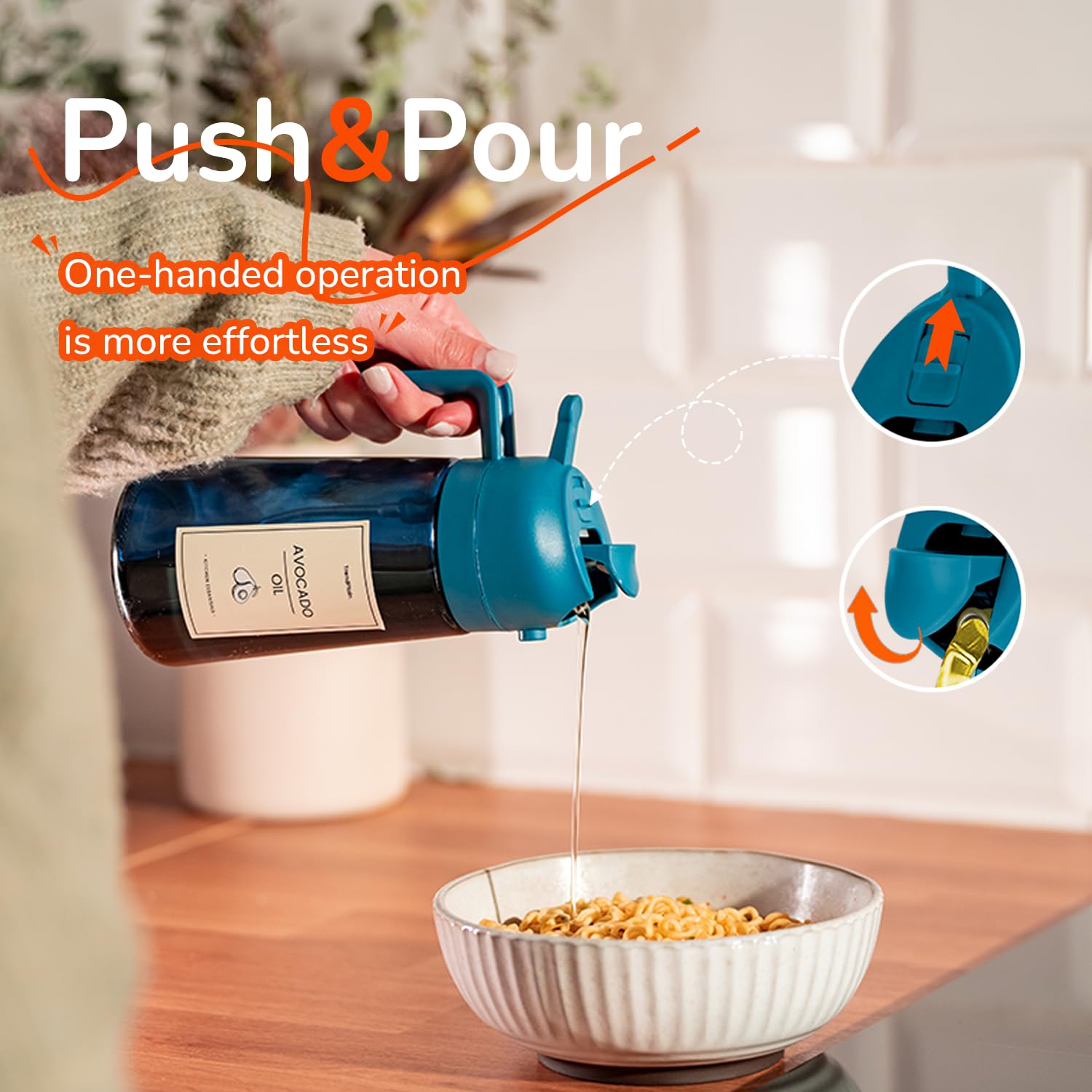 16oz 470ml Blue Glass Olive Oil Sprayer for Cooking