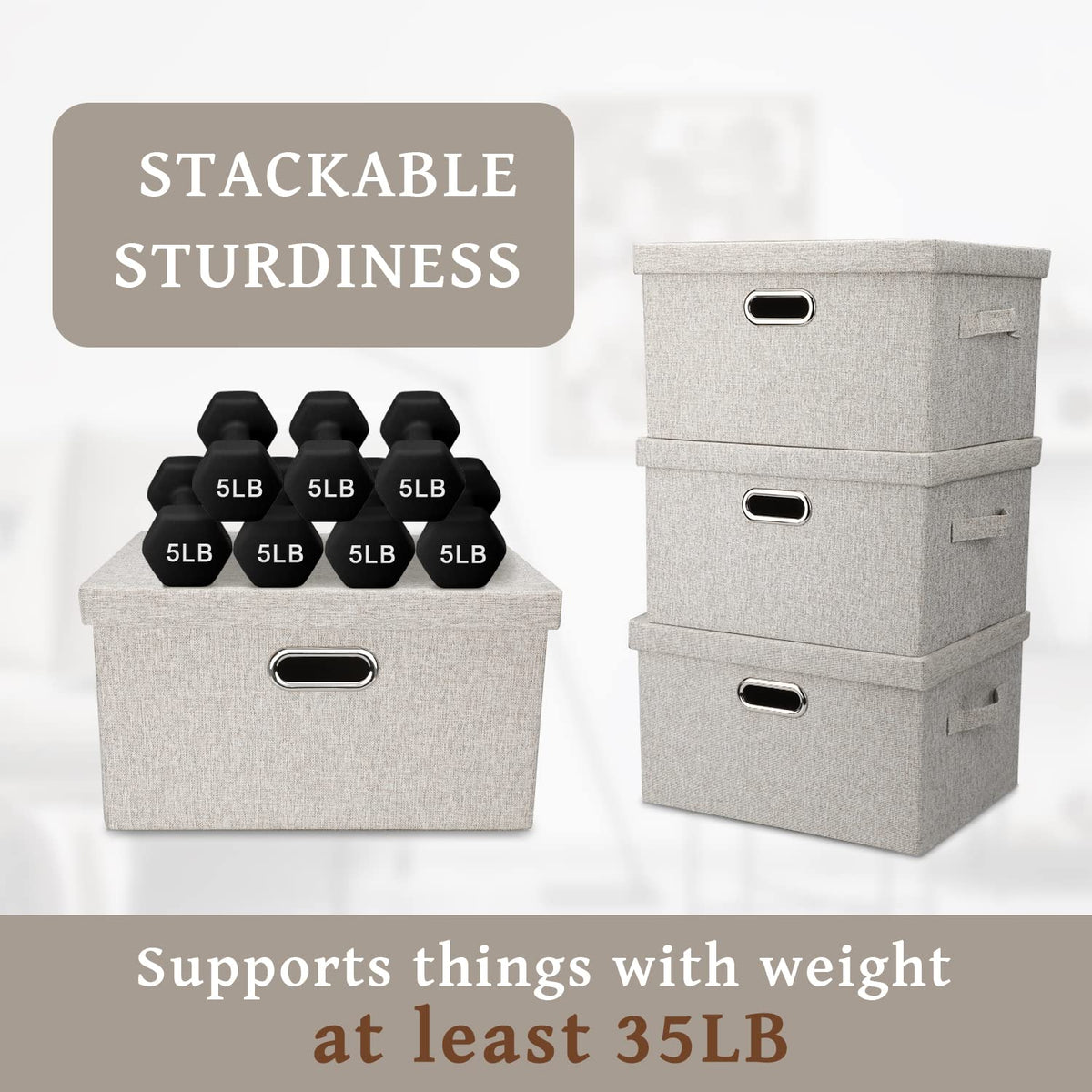 Medium 15" 21 Quart Collapsible Stackable Storage Bins with Lids