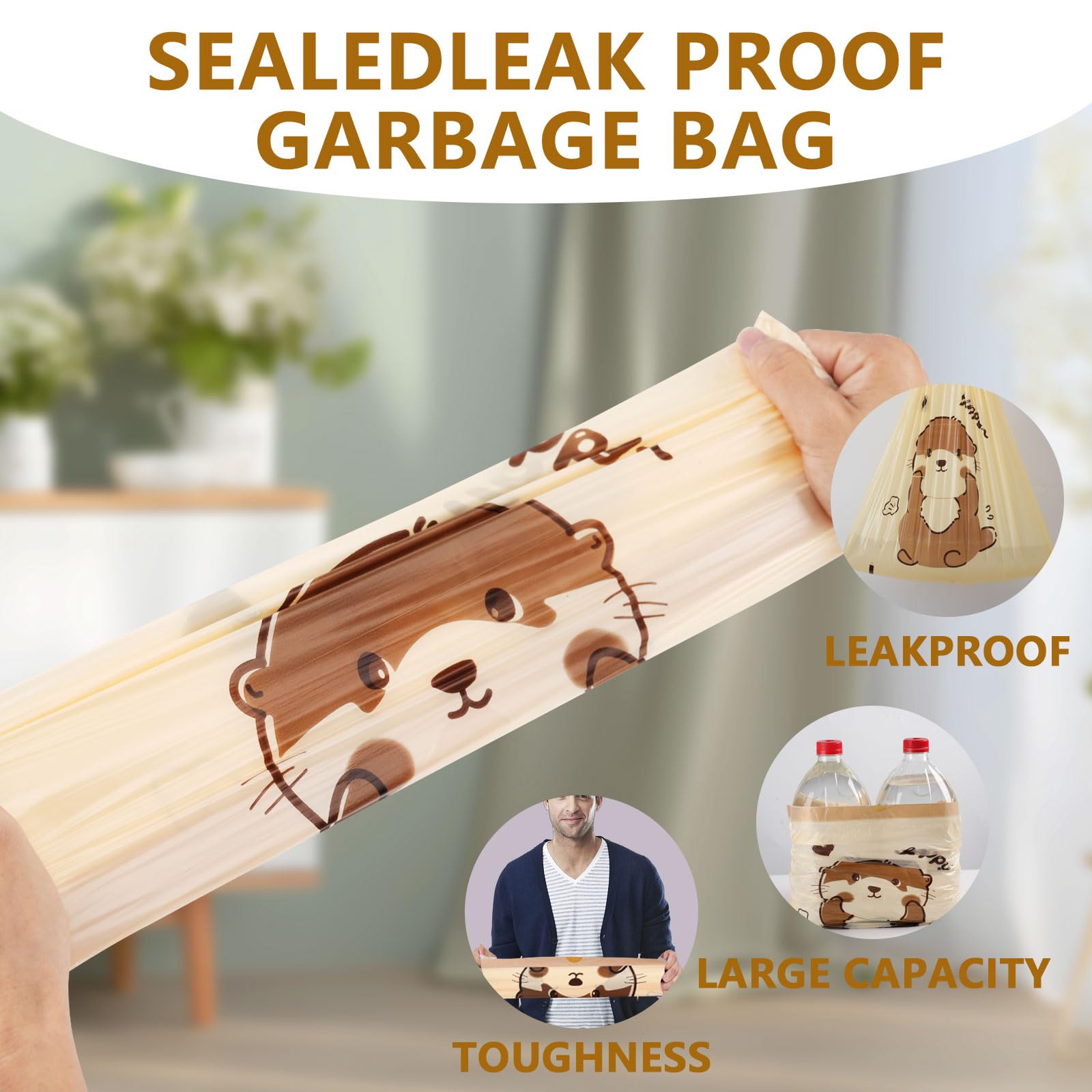 4 Gallon Trash Bags with Otters Printed (55 Count)
