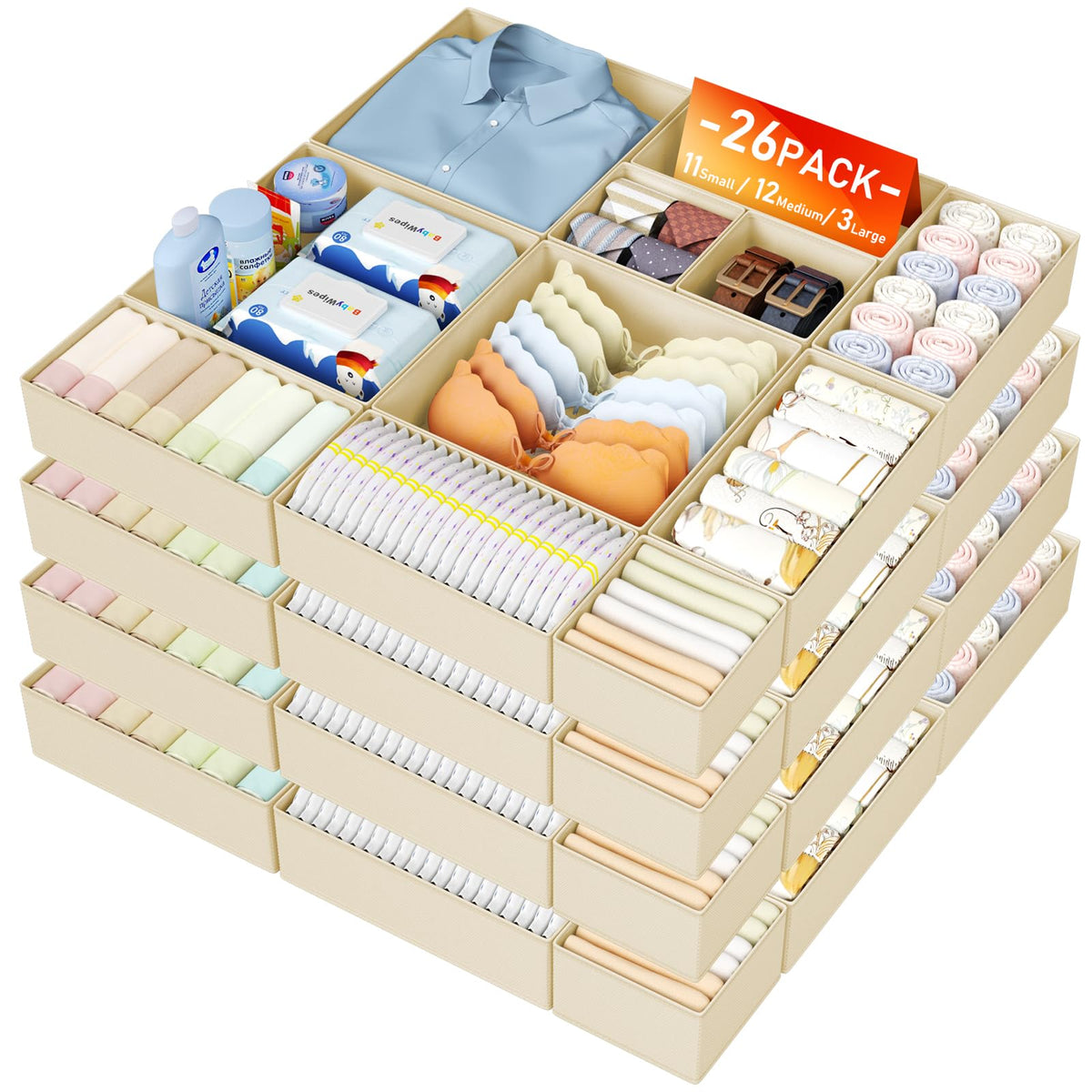 Drawer Organizer Clothes (26 Count)